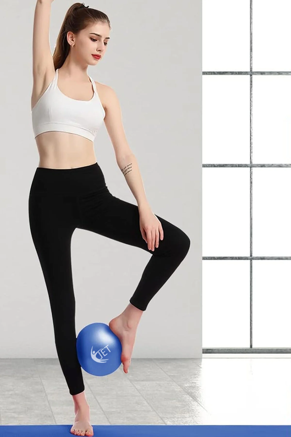 Mini Pilates Topu 25 Cm Plates Denge Topu ve Şişirme Çubuğu Mavi