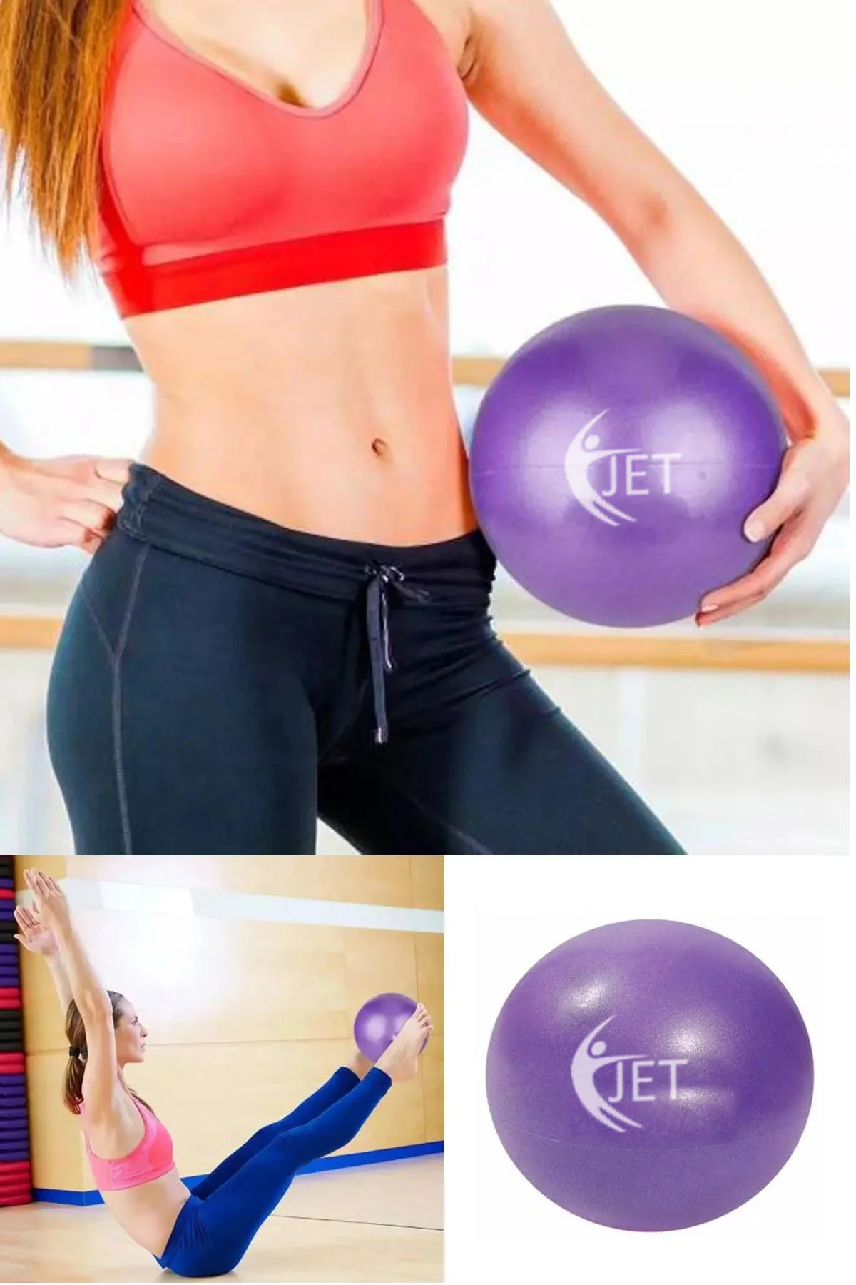 Mini Pilates Topu 25 Cm Plates Denge Topu ve Şişirme Çubuğu Mavi