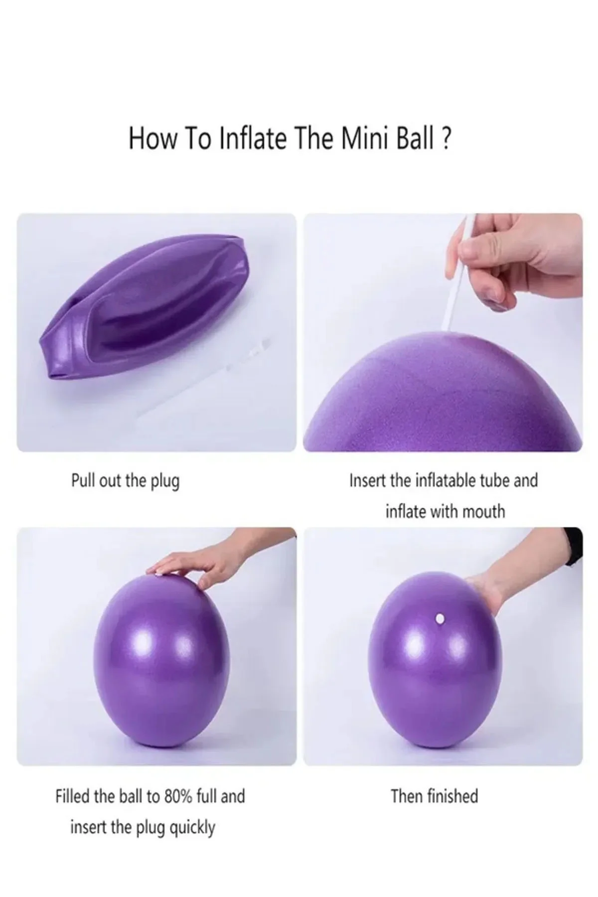 Mini Pilates Topu 25 Cm Plates Denge Topu ve Şişirme Çubuğu Mavi