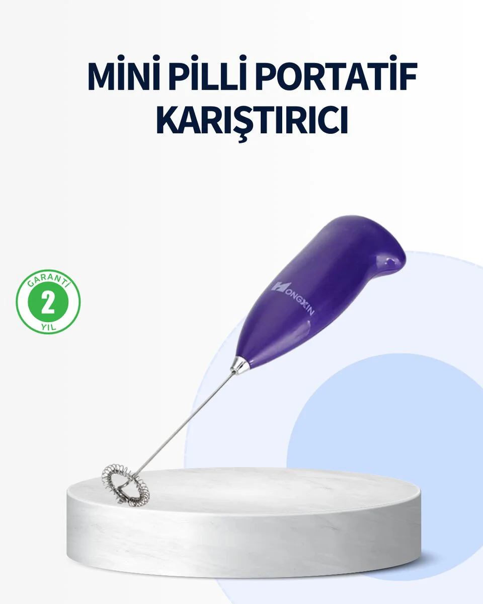 Mini Pilli Portatif Karıştırıcı – Kahve Köpürtücü, Cappuccino ve Frappe Hazırlayıcı