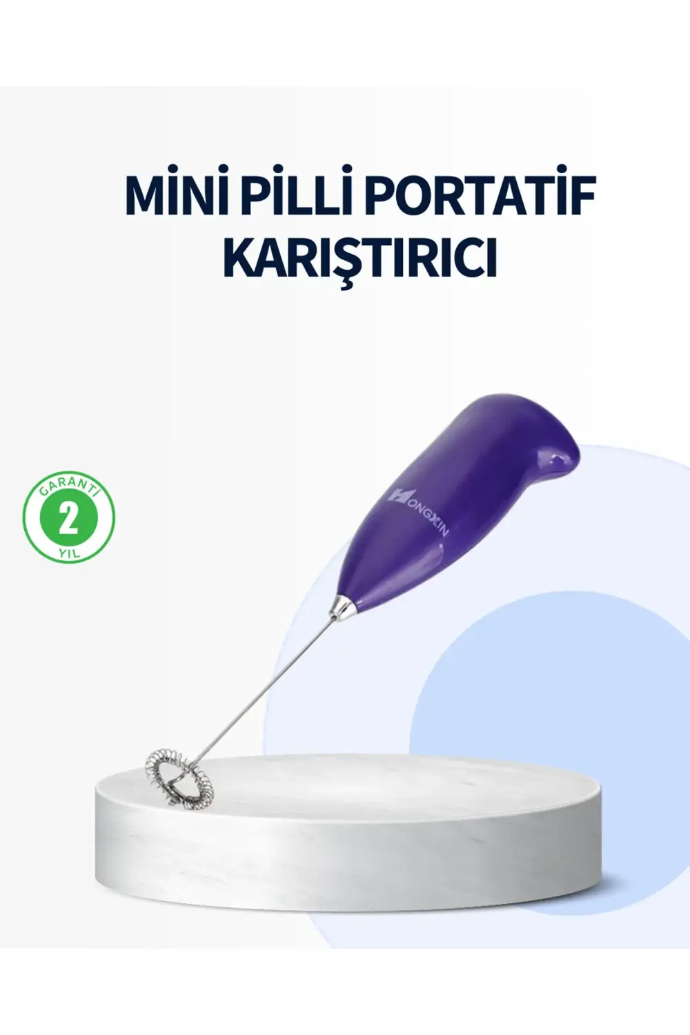 Mini Pilli Portatif Karıştırıcı – Cappuccino, Latte, Frappe ve Ka