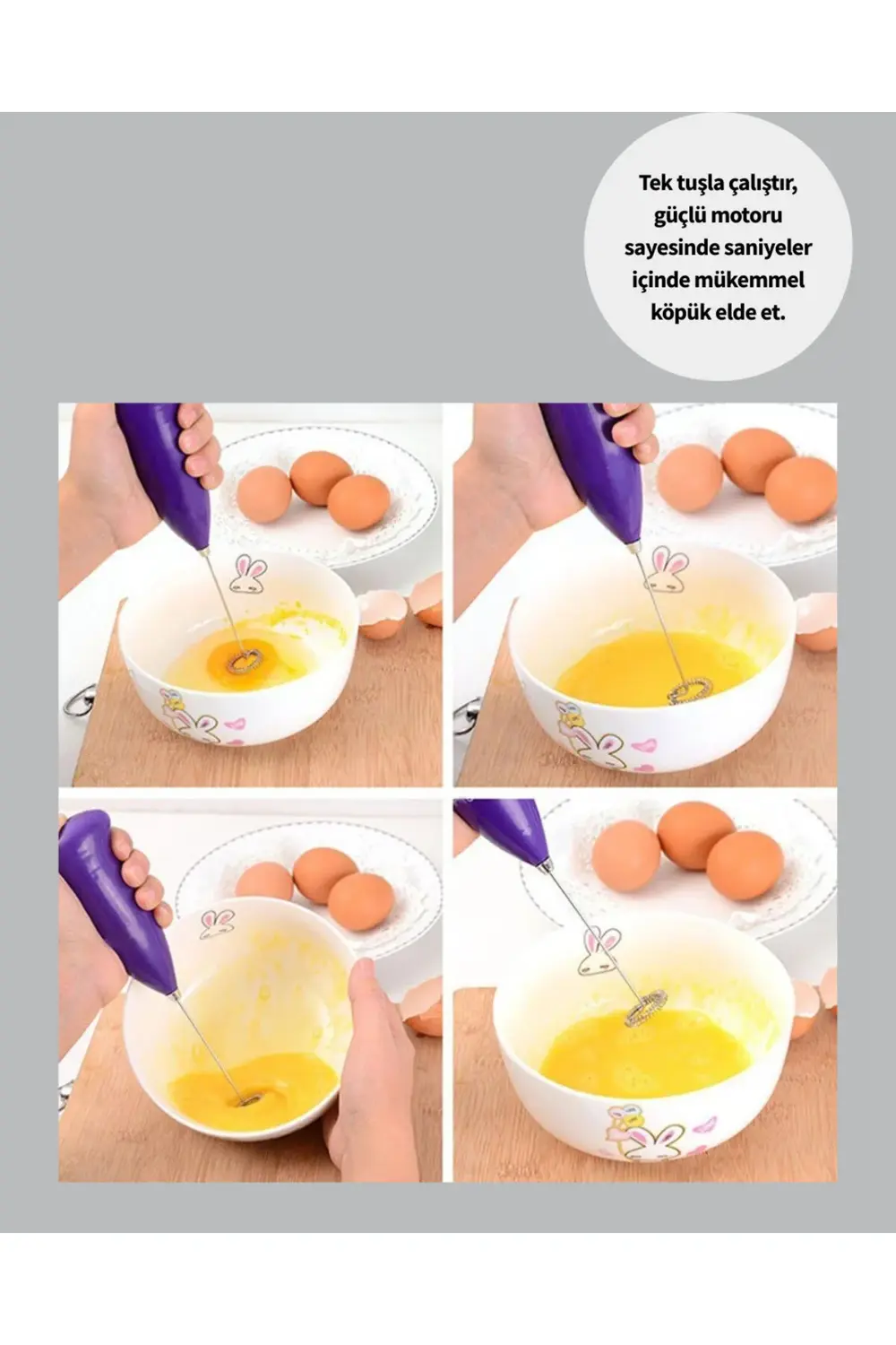 Mini Pilli Portatif Karıştırıcı – Cappuccino, Latte, Frappe ve Ka