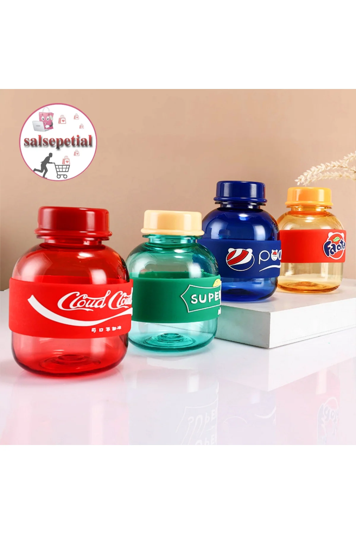 Mini Renkli Su Şişesi 350ml Figürlü Renkli Mini Suluk Matara 350m