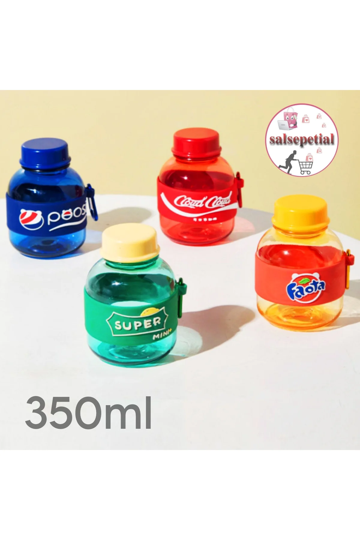 Mini Renkli Su Şişesi 350ml Figürlü Renkli Mini Suluk Matara 350m