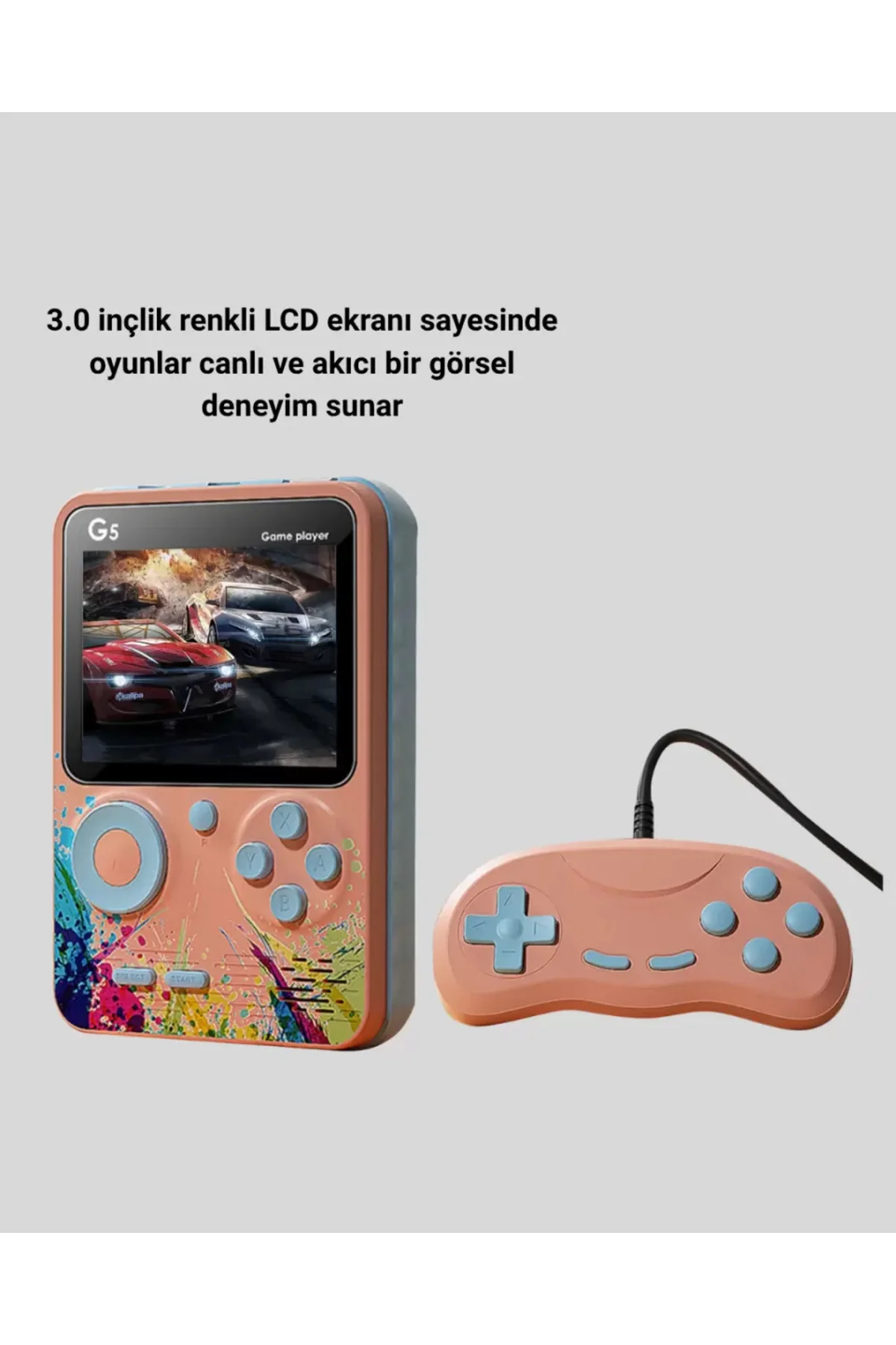 Mini Retro Oyun Konsolu 500 Oyunlu 3.0 İnç Ekran ve Şarjlı Batary