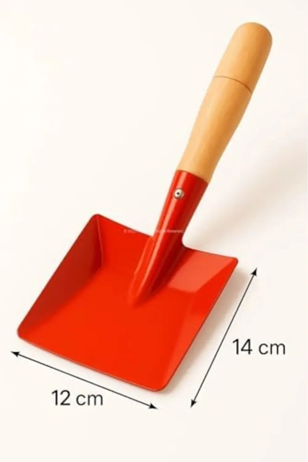 Mini Saplı Bahçe Küreği, Renkli Metal Başlık, Ahşap Sap, Hobi Bah