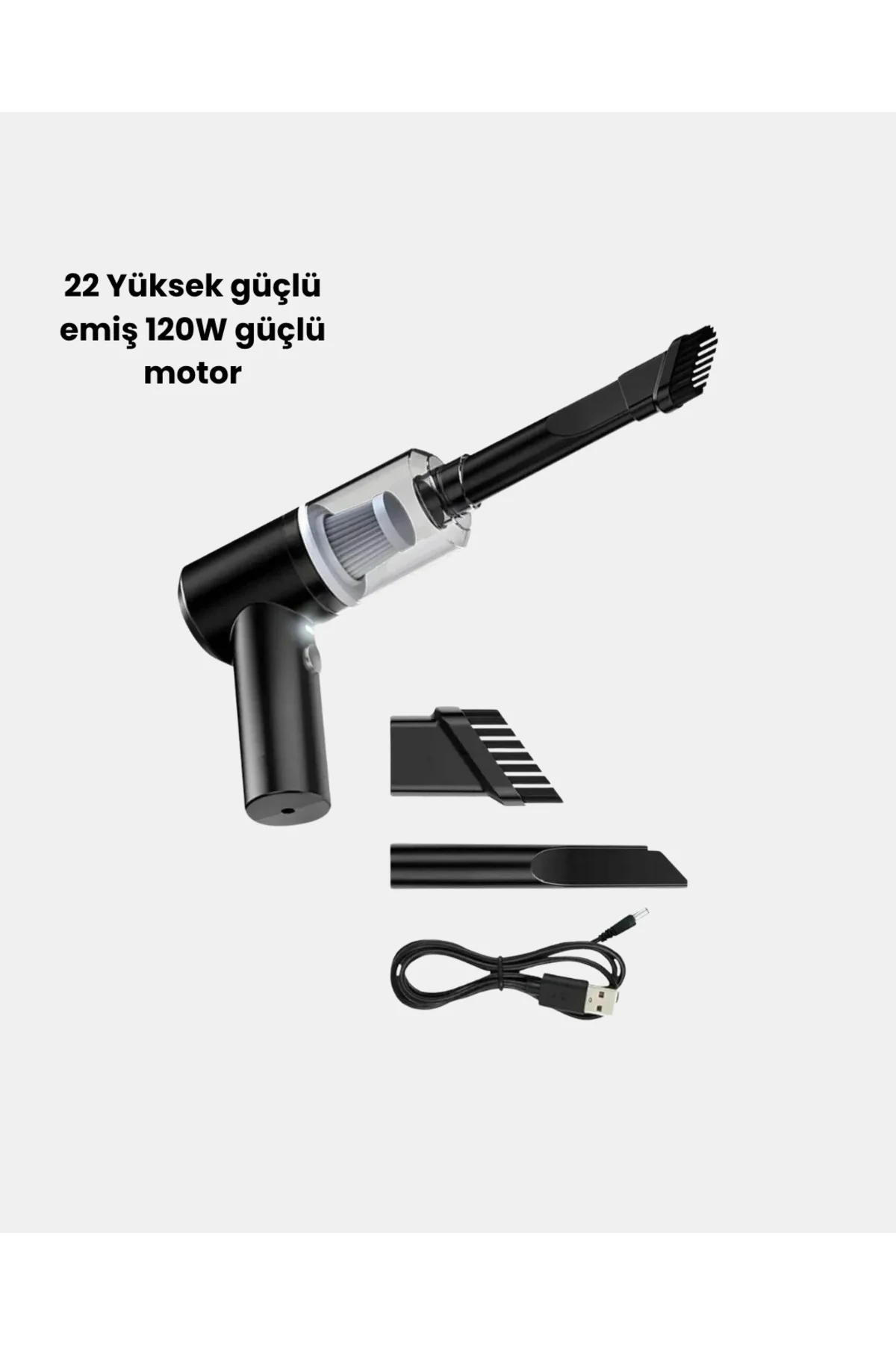 Mini Şarjlı Araç Süpürgesi – 120W Güçlü Motor, 5500PA Vakum Emiş,