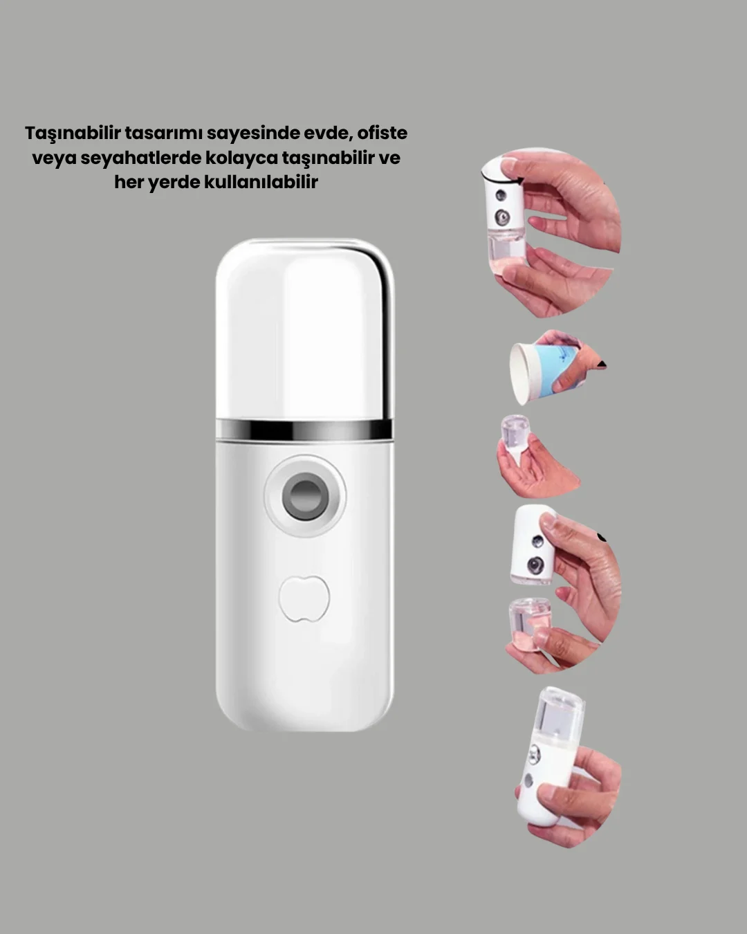 Mini Şarjlı Buhar Nemlendirici – Taşınabilir, Enerji Tasarruflu, Kablosuz Kullanım Yeni Nesil