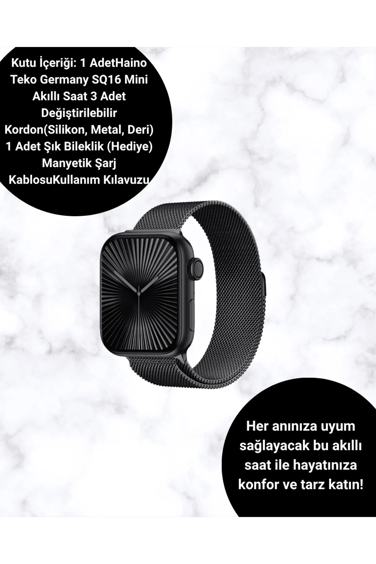 Mini Series 10 Akıllı Saat | 3 Kordon + Bileklik Hediyeli, Tüm Telefonlarla Uyumlu - Görsel 2