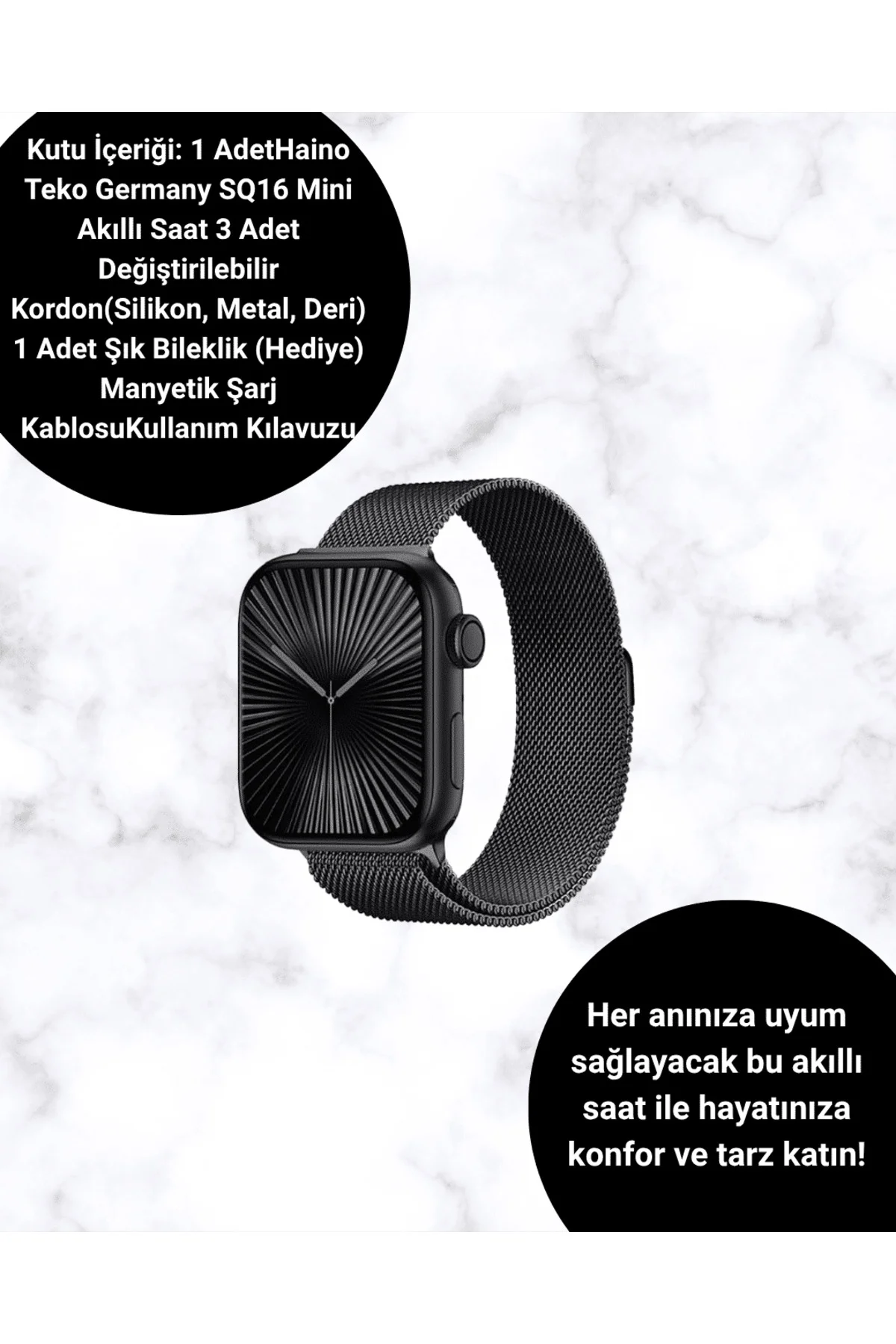 Mini Series 10 Akıllı Saat | 3 Kordon + Bileklik Hediyeli, Tüm Telefonlarla Uyumlu Mini Series 10 Akıllı Saat | 3 Kordon + Bileklik Hediyeli, Tüm Telefonlarla Uyumlu - Görsel 2