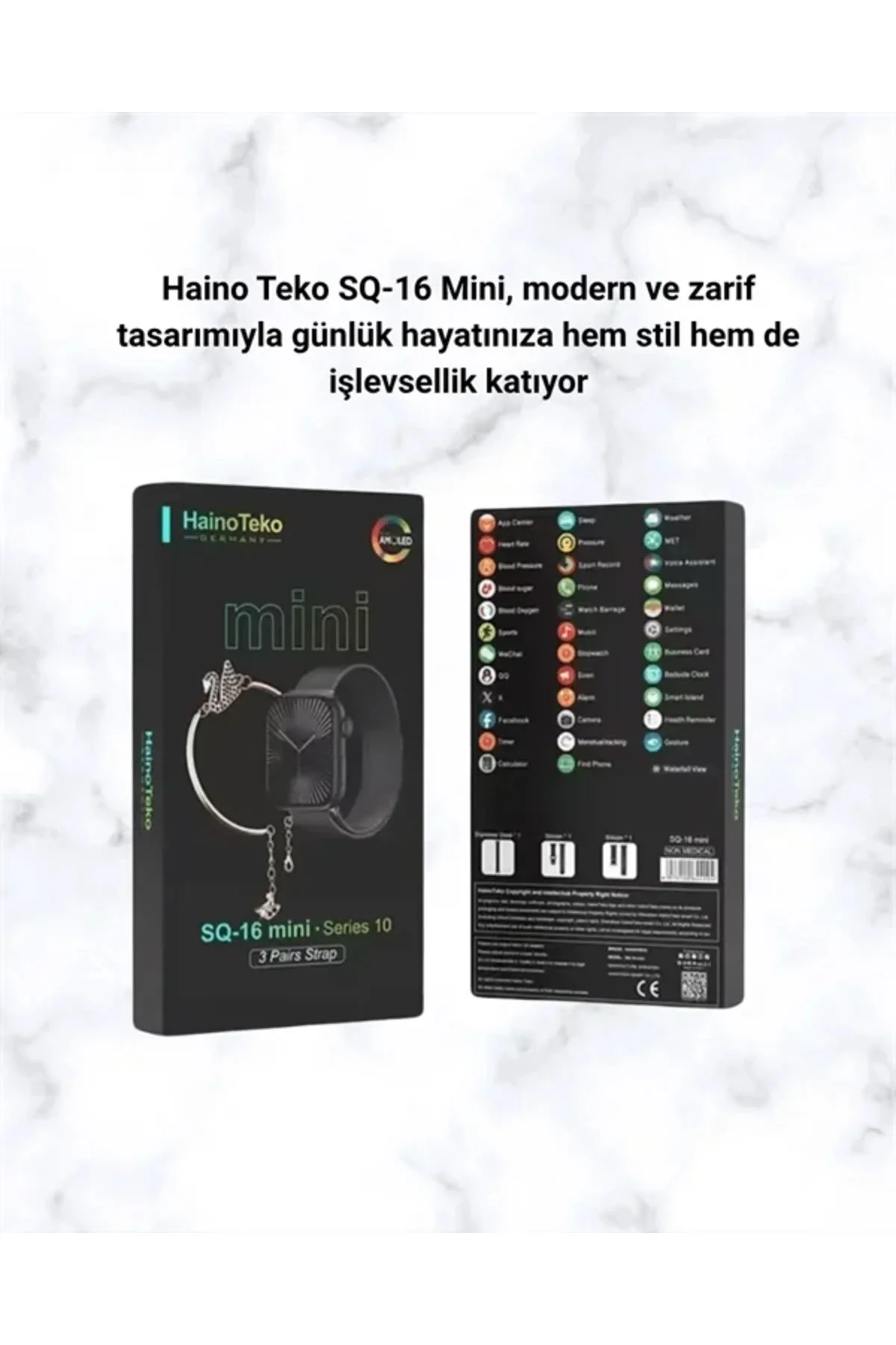 Mini Series 10 Akıllı Saat | 3 Kordon + Bileklik Hediyeli, Tüm Telefonlarla Uyumlu