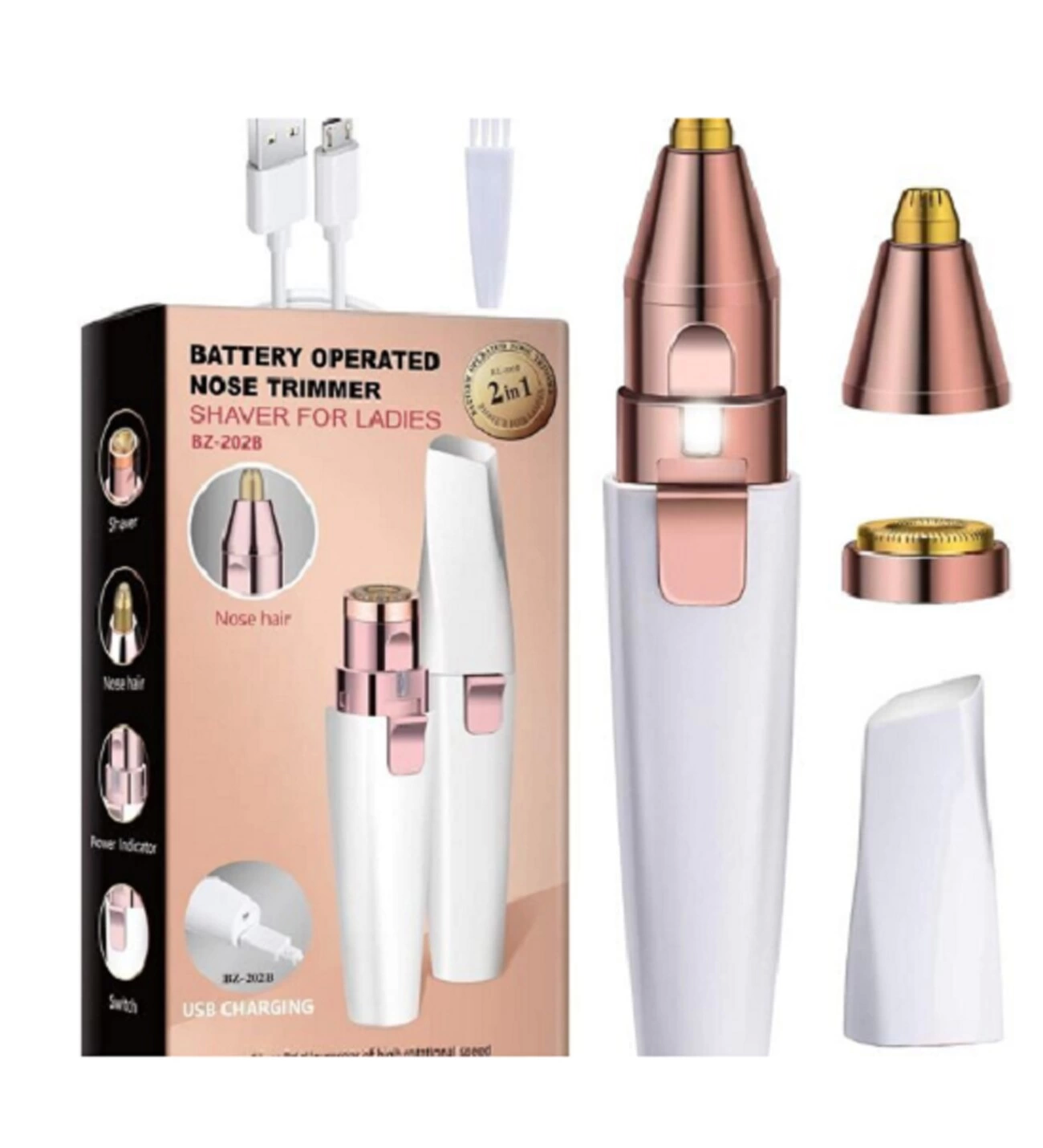 Just Cheap Store Mini Şik Tasarim İki Başli Led İşikli Şarjli Ruj Epilatör Kaş Düz