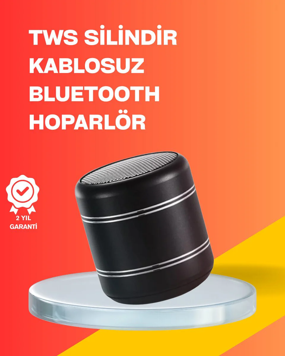 Mini Silindir Kablosuz Hoparlör Güçlü Ses 4W Bas + TWS Senkron Öz