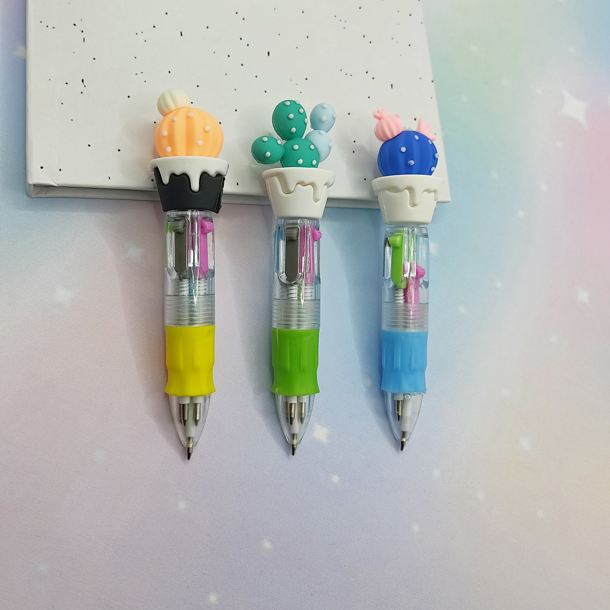 Limmy Mini Şirin Kaktüsler Çoklu 4 Renkli Tükenmez Kalem - 3 Adet 