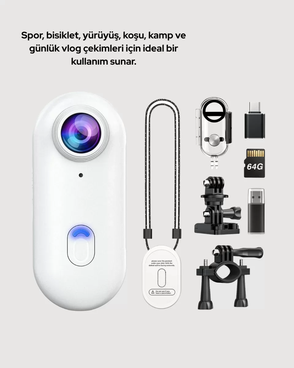 Mini Spor Kamera Full HD IP68 Su Geçirmez - Kablosuz Kısa Video Kaydedici