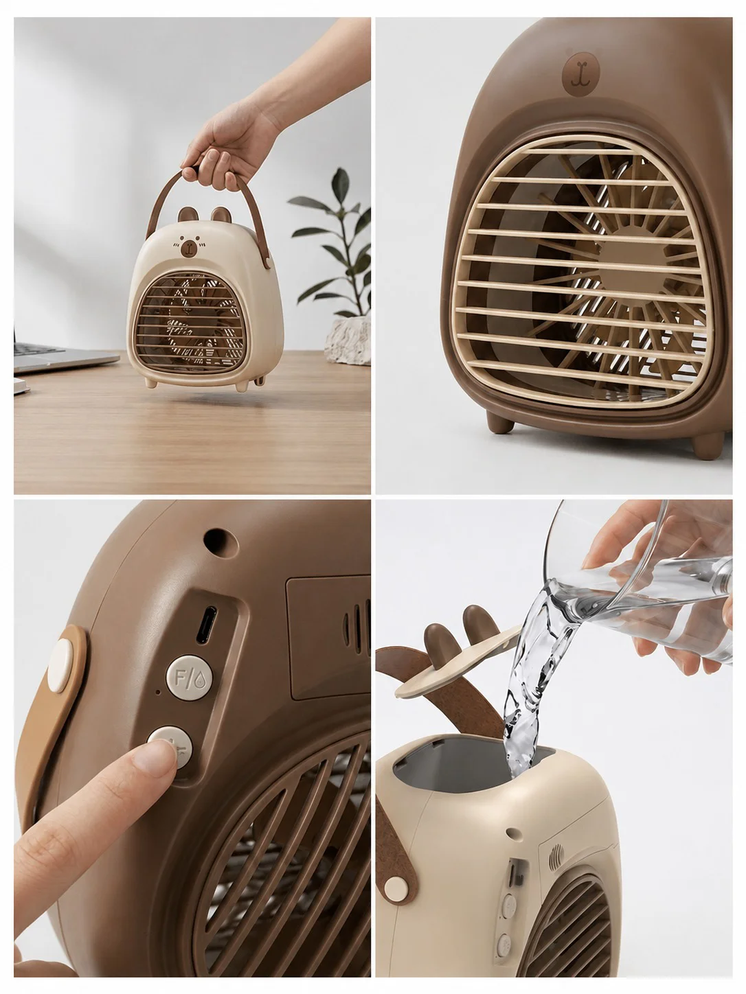 Mini Spray Fan Şarj Edilebilir Masaüstü Sevimli Ayı Fan-1 Adet Mini Spray Fan Şarj Edilebilir Masaüstü Sevimli Ayı Fan-1 Adet