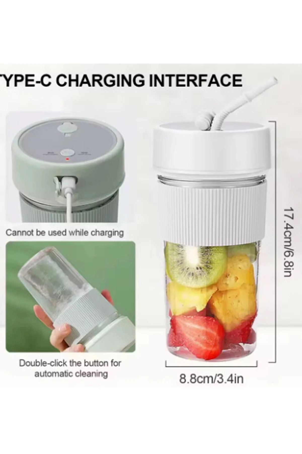 Mini Taşınabilir Mikser 350 Ml Smoothie Makinesi Meyve Sıkacağı Ş