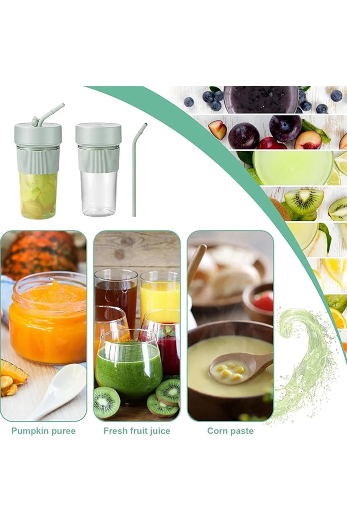 Mini Taşınabilir Mikser 350 Ml Smoothie Makinesi Meyve Sıkacağı Ş