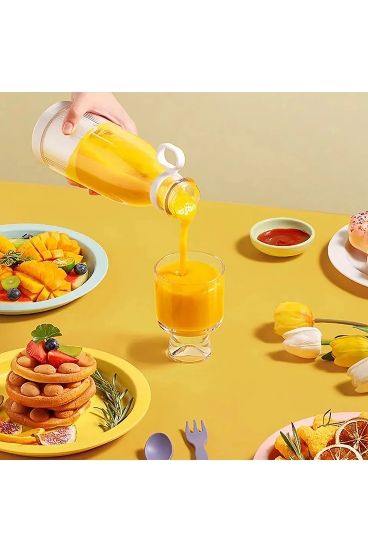 Mini taşınabilir şarjlı mavi smoothie meyve sebze blender 500-1500 watt 2 yıl garantili