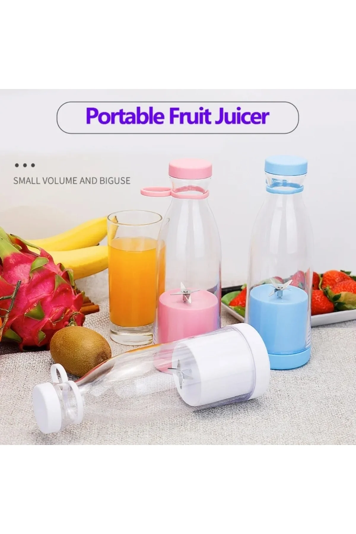 Mini taşınabilir şarjlı mavi smoothie meyve sebze blender 500-1500 watt 2 yıl garantili