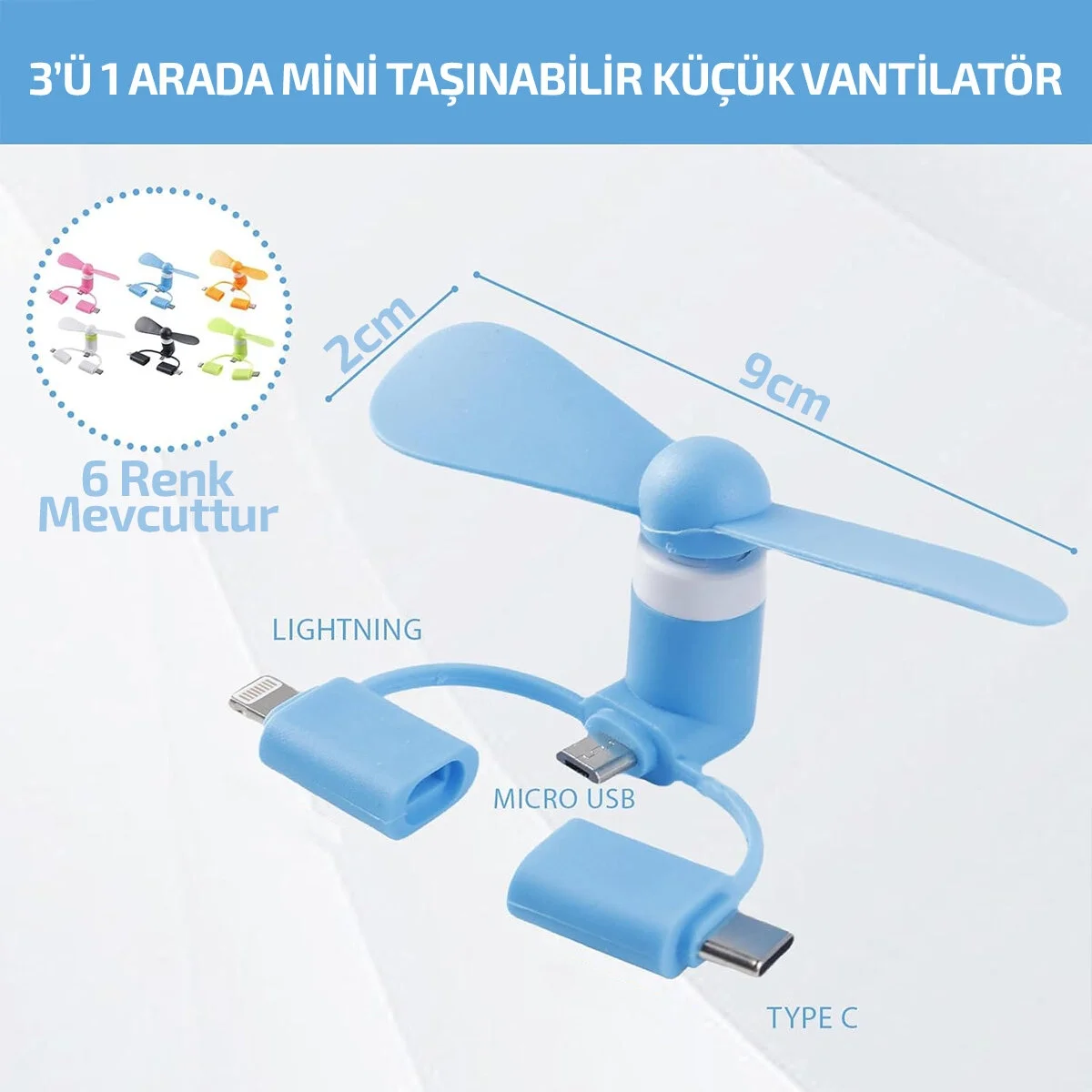 Mini Telefon Fanı - Lightning - Type-C - Micro USB Girişli - Sessiz Fiyatı, Yorumları ve Özellikleri