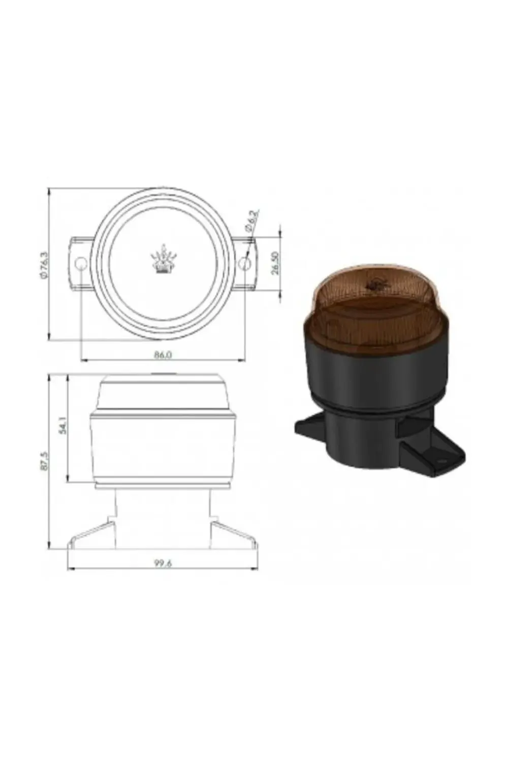 Mini Tepe Ikaz Lambası 12-24 Volt Sarı