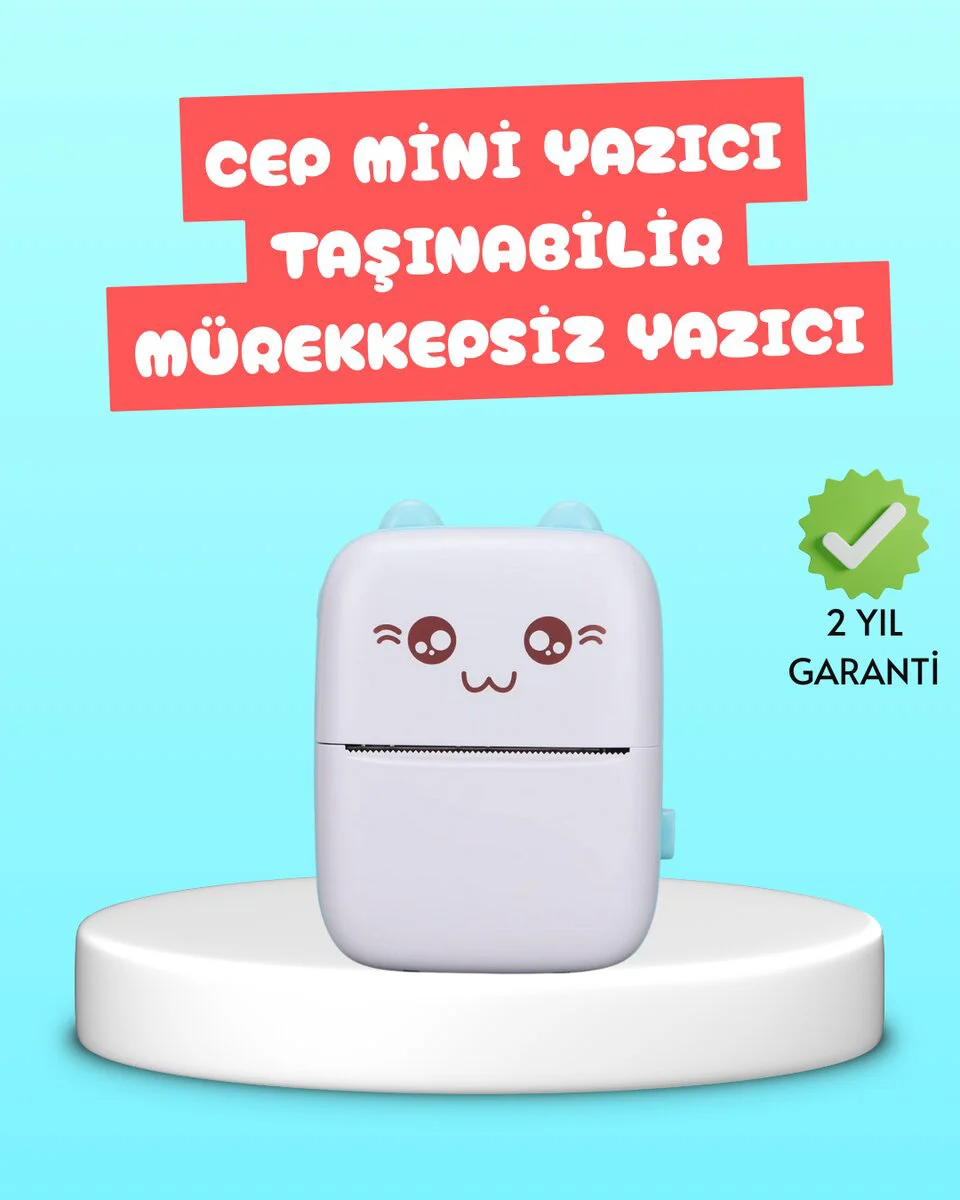 Mini Termal Yazıcı Kablosuz Bluetooth 200 DPI - Taşınabilir Baskı Makinesi