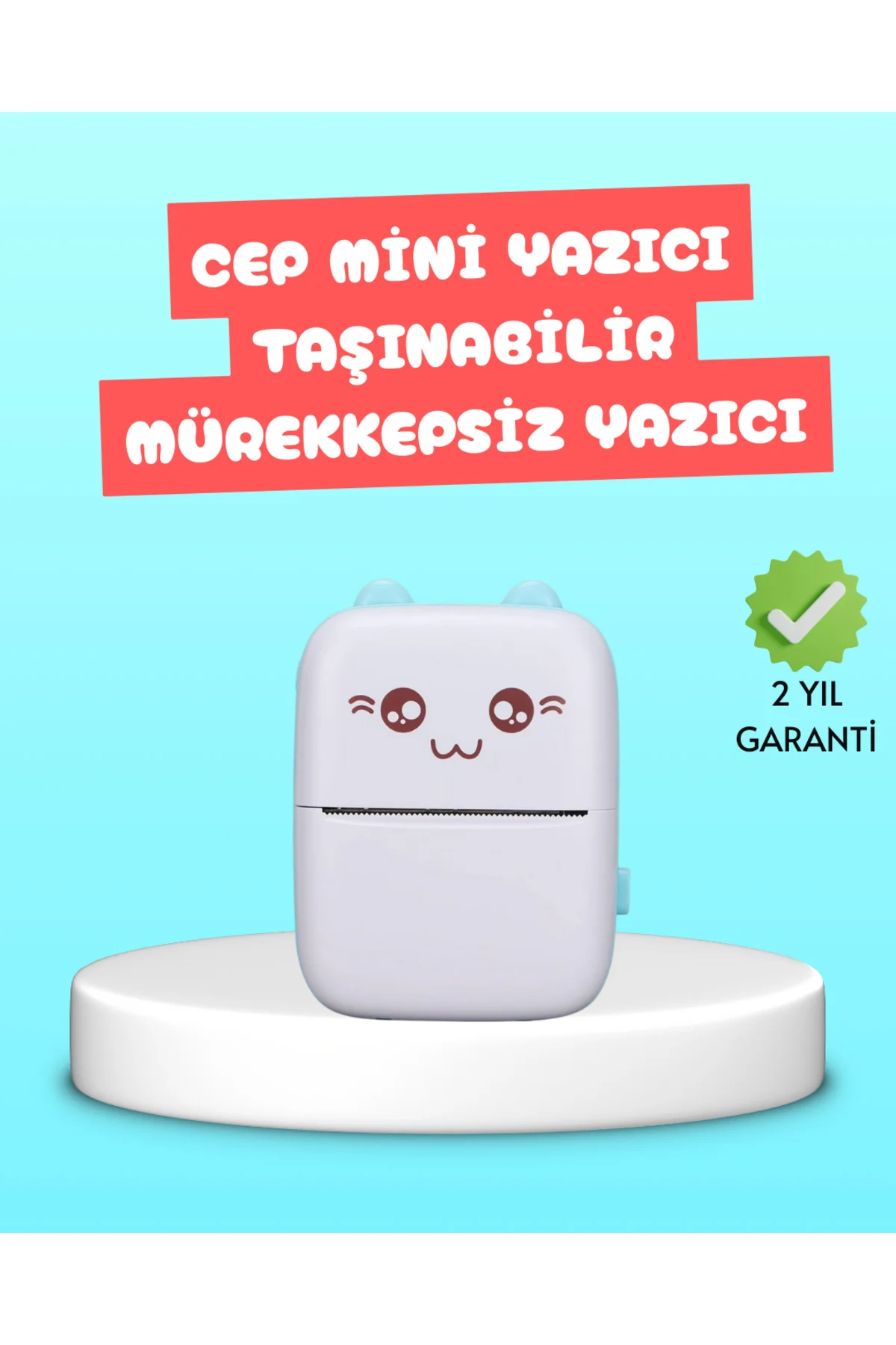 Mini Termal Yazıcı Kablosuz Taşınabilir Bluetooth Bağlantılı 200 DPI