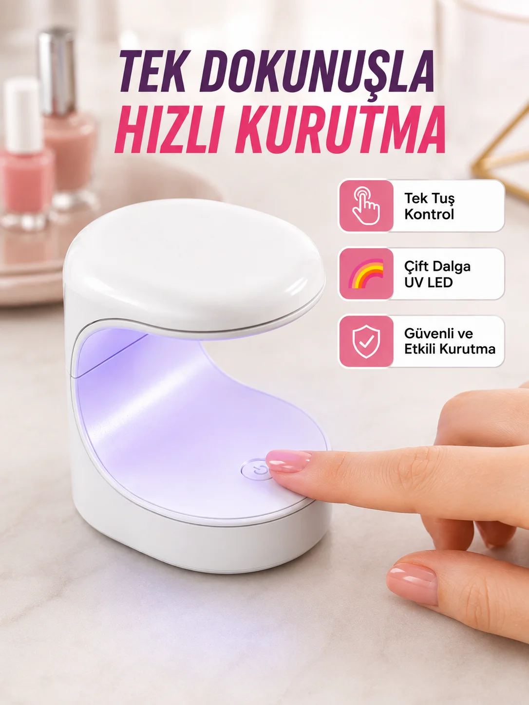 Mini Tırnak Kurutucu – Hızlı Kurutma İçin UVLED Işık Teknolojisi Yeni Nesil