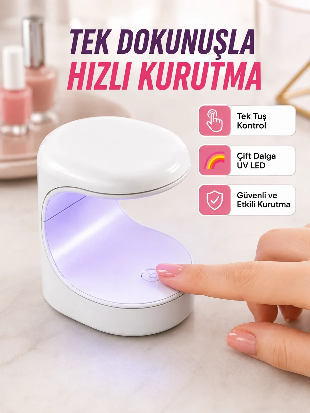 Mini Tırnak Kurutucu – Hızlı Kurutma İçin UVLED Işık Teknolojisi Yeni Nesil