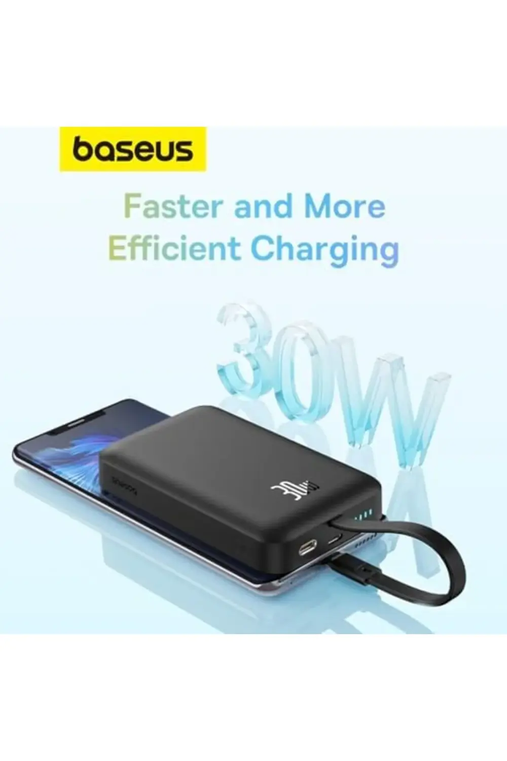 Mini Type-C Kablolu Powerbank 10.000 mAh 30W-Siyah 1185222