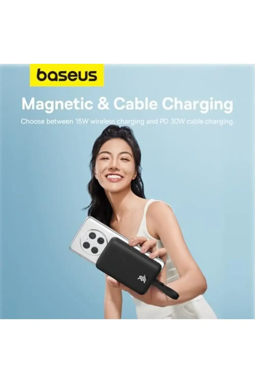Mini Type-C Kablolu Powerbank 10.000 mAh 30W-Siyah 1185222
