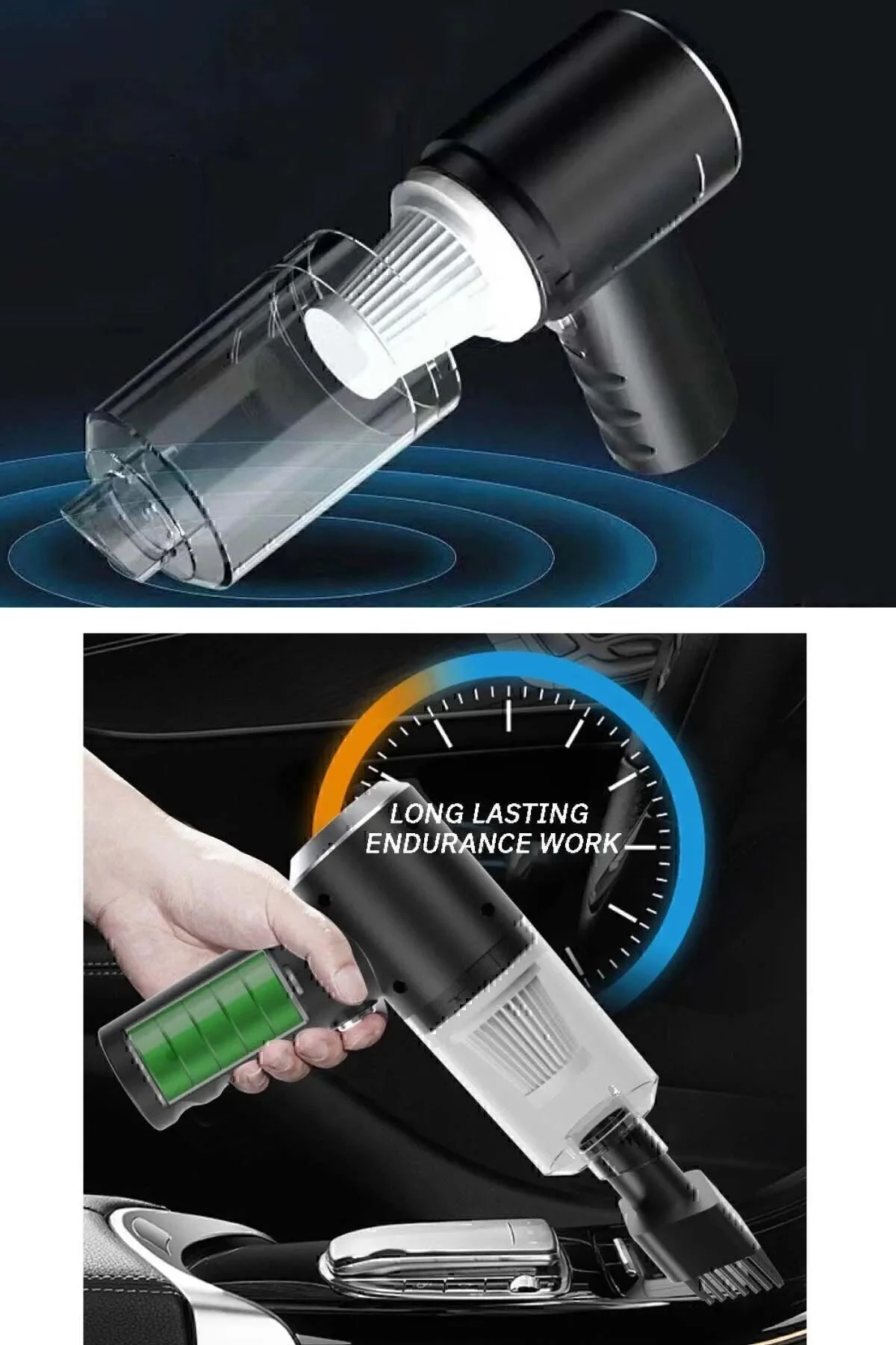 Mini Vakumlu Araç Süpürgesi El Süpürgesi Şarjlı Çok Fonksiyonlu E