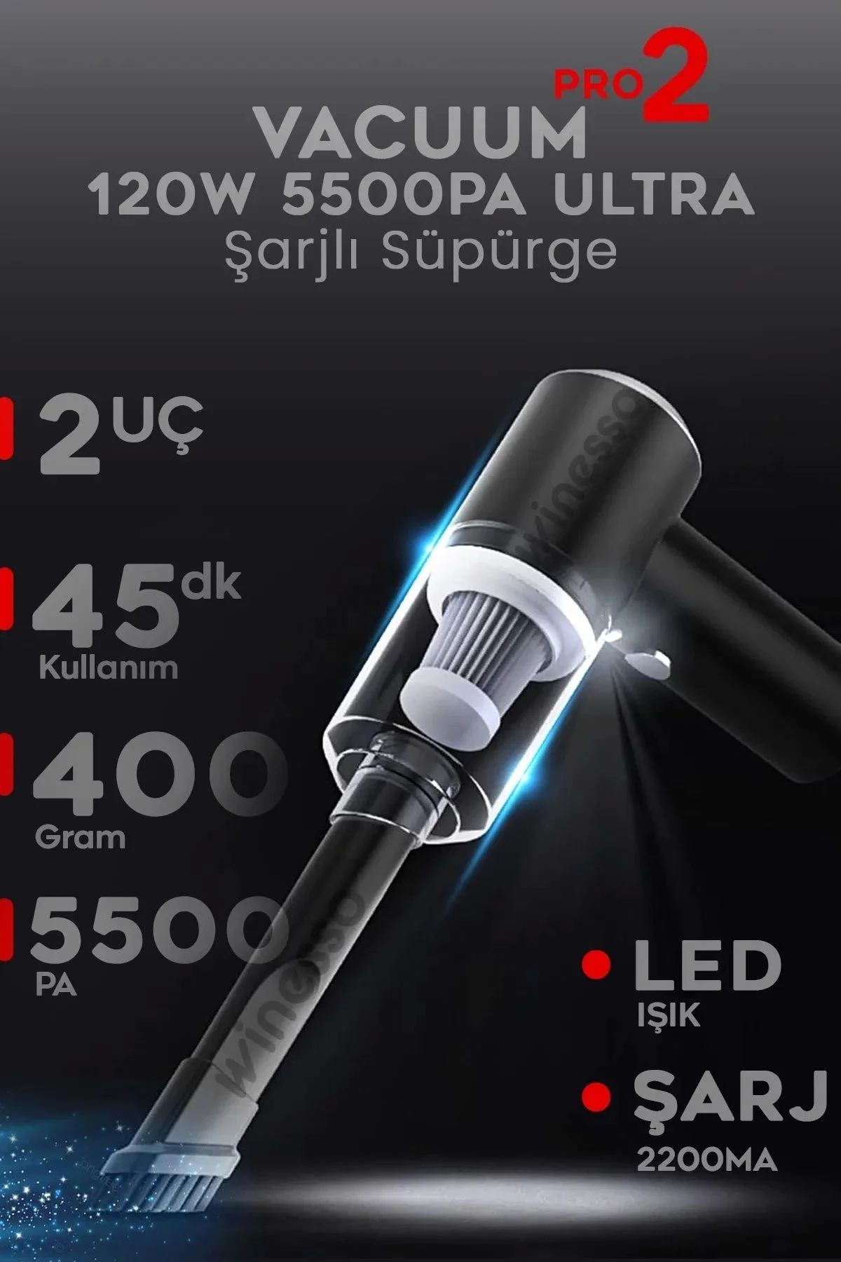 Mini Vakumlu Type C Şarjlı Araç Süpürgesi El Süpürgesi Şarjlı Çok