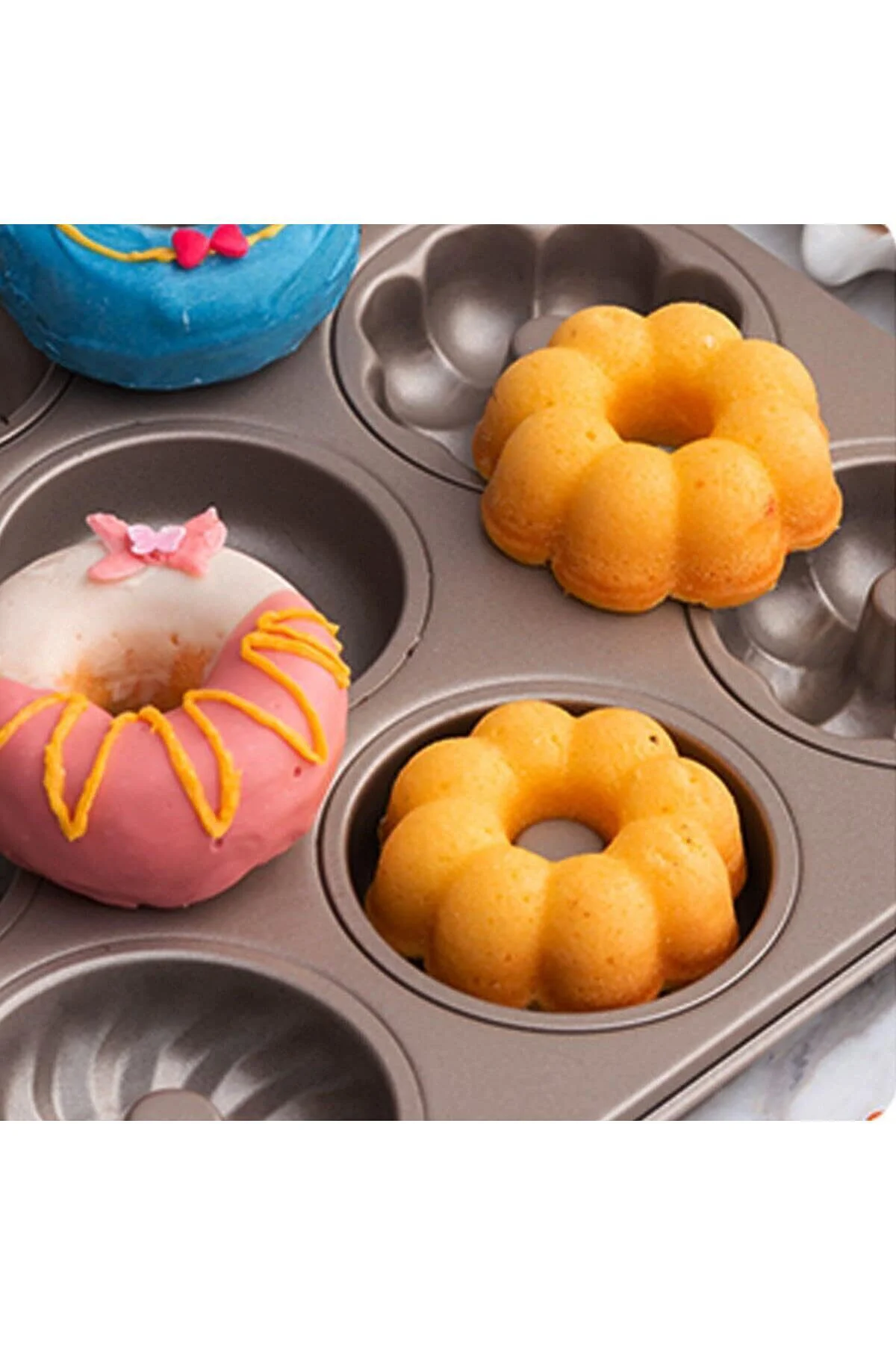 mini yuvarlak kek kalıbı, 7 cm, donut, muffin, brownies, pasta iç