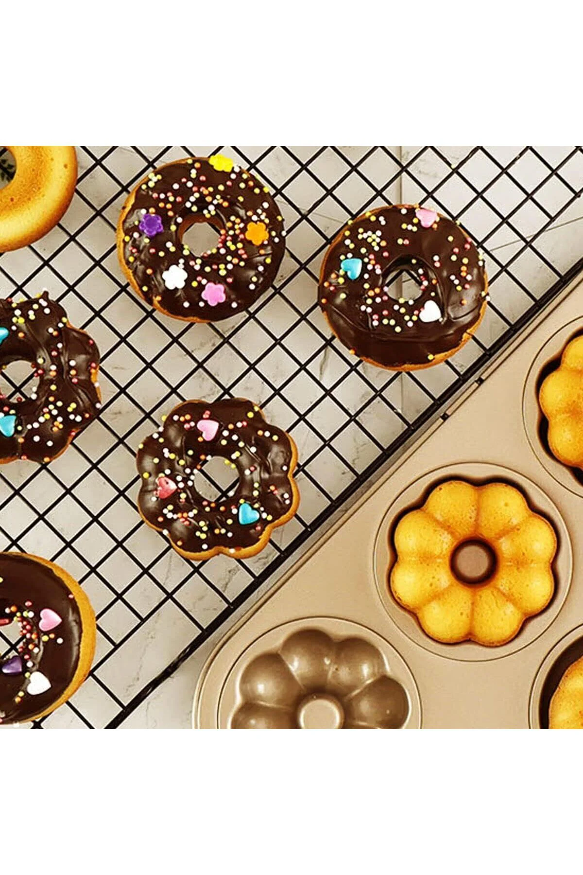 mini yuvarlak kek kalıbı, 7 cm, donut, muffin, brownies, pasta iç