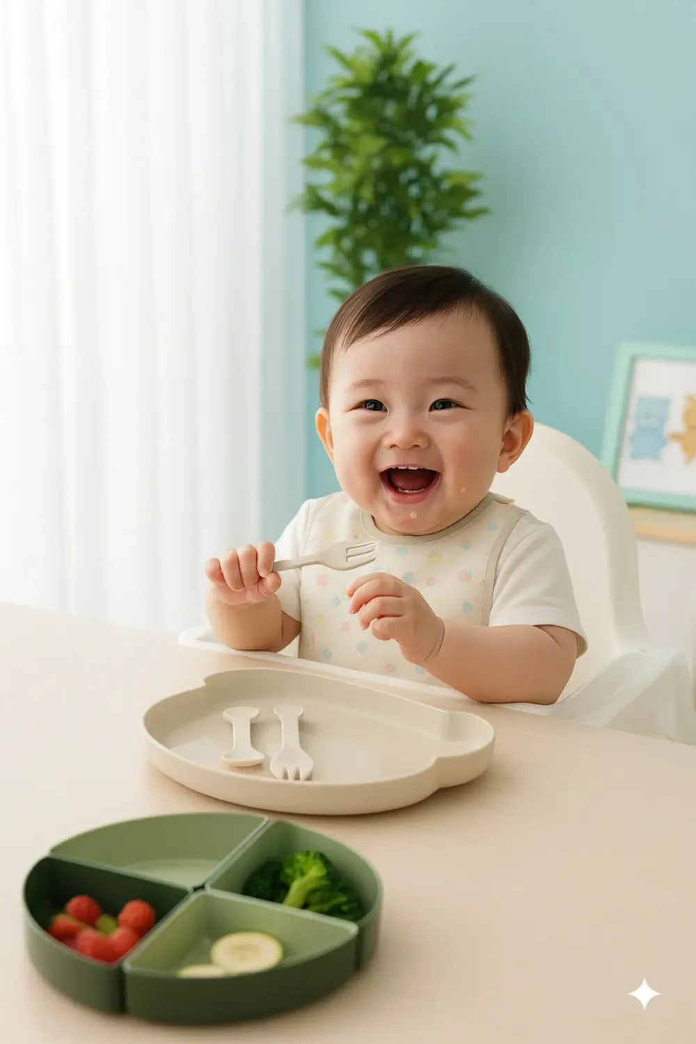 Minik Ayıcık Beslenme Seti | Bölmeli Mama Tabağı & Çatal Kaşık Se