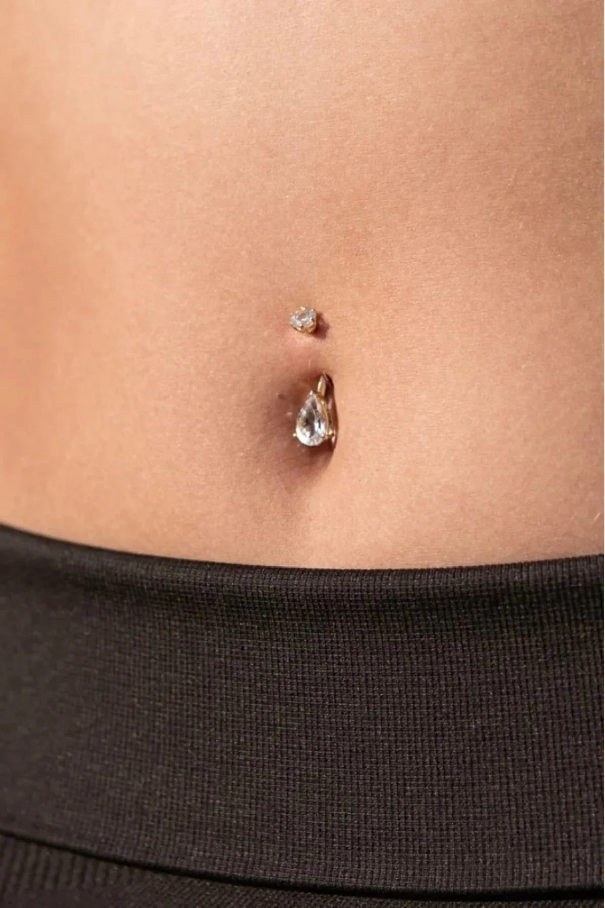 Minik Damla Taşlı Zirkon Göbek Piercing 316l Cerrahi Çelik/10 Mm/taş 6mm*9mm
