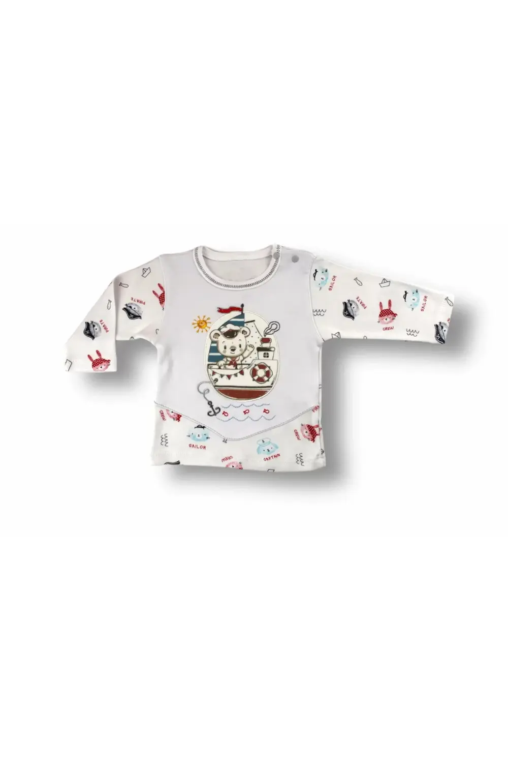 Minik Korsan Nakışlı Şapkalı Uzun Kollu Sweatli 3lü Kız-erkek Beb