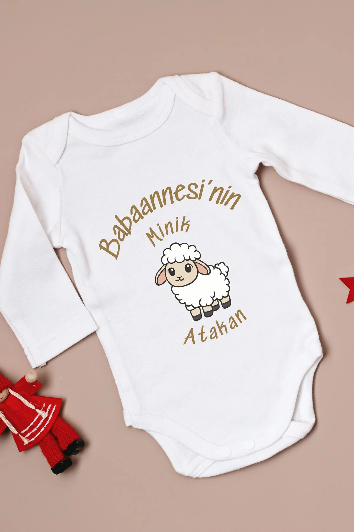 Minik Kuzusu Yazılı Kişiye Özel Bebek Zıbın