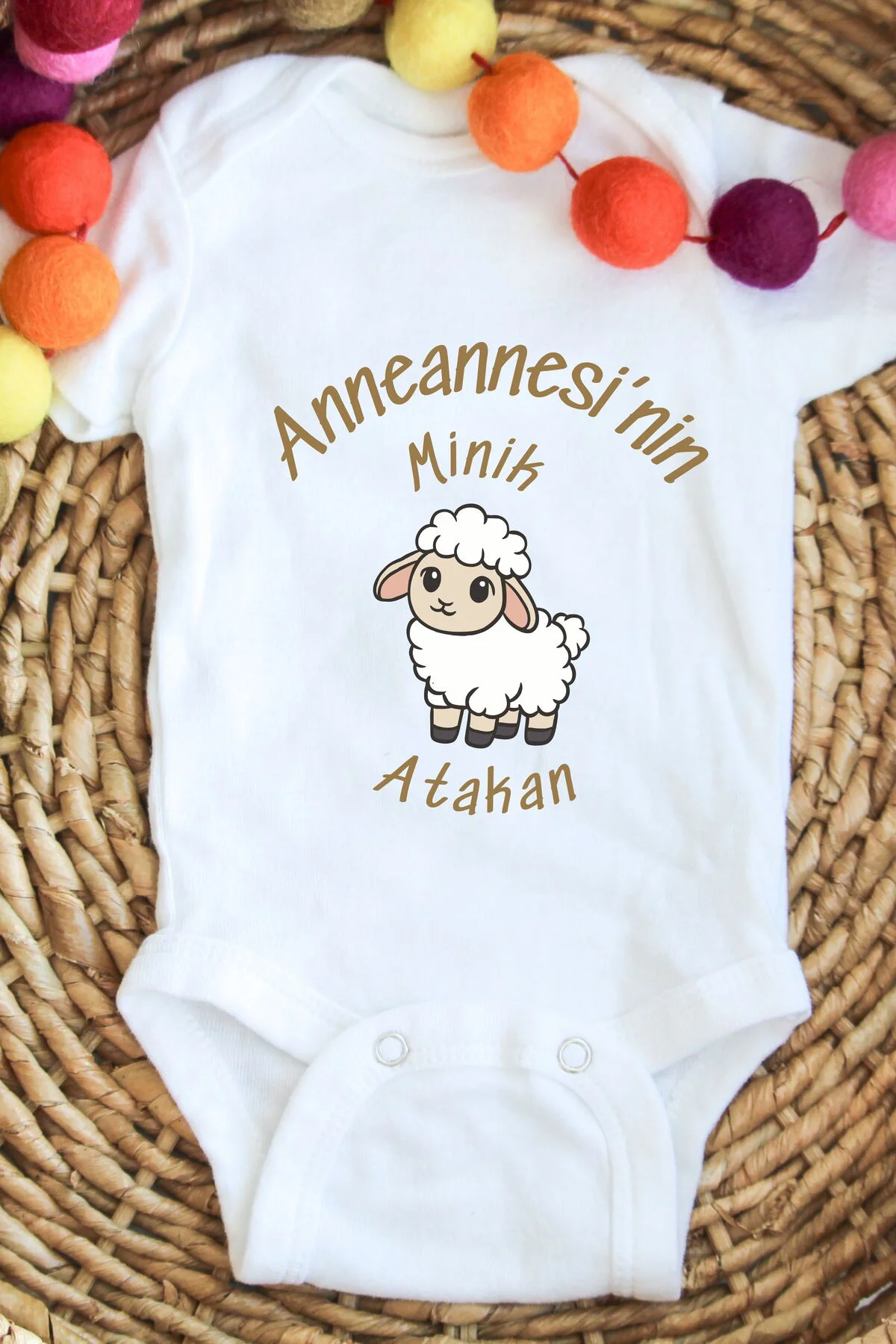 Minik Kuzusu Yazılı Kişiye Özel Bebek Zıbın