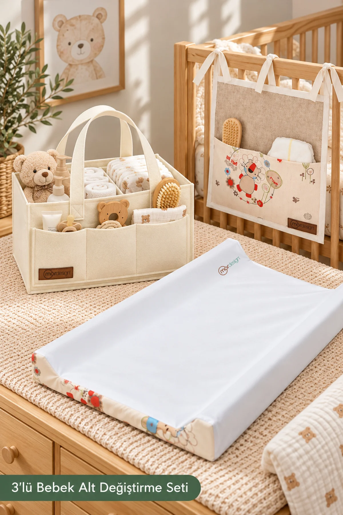 Minikit Serisi, 3'lü Bebek Alt Açma Bakım Seti, Sıvı Geçirmez Alt Değiştirme Pedi, Keçe Anne Bebek Bakım Çantası, Beşik Kenar Bağlamalı Organizer Minikit Serisi, 3'lü Bebek Alt Açma Bakım Seti, Sıvı Geçirmez Alt Değiştirme Pedi, Keçe Anne Bebek Bakım Çantası, Beşik Kenar Bağlamalı Organizer