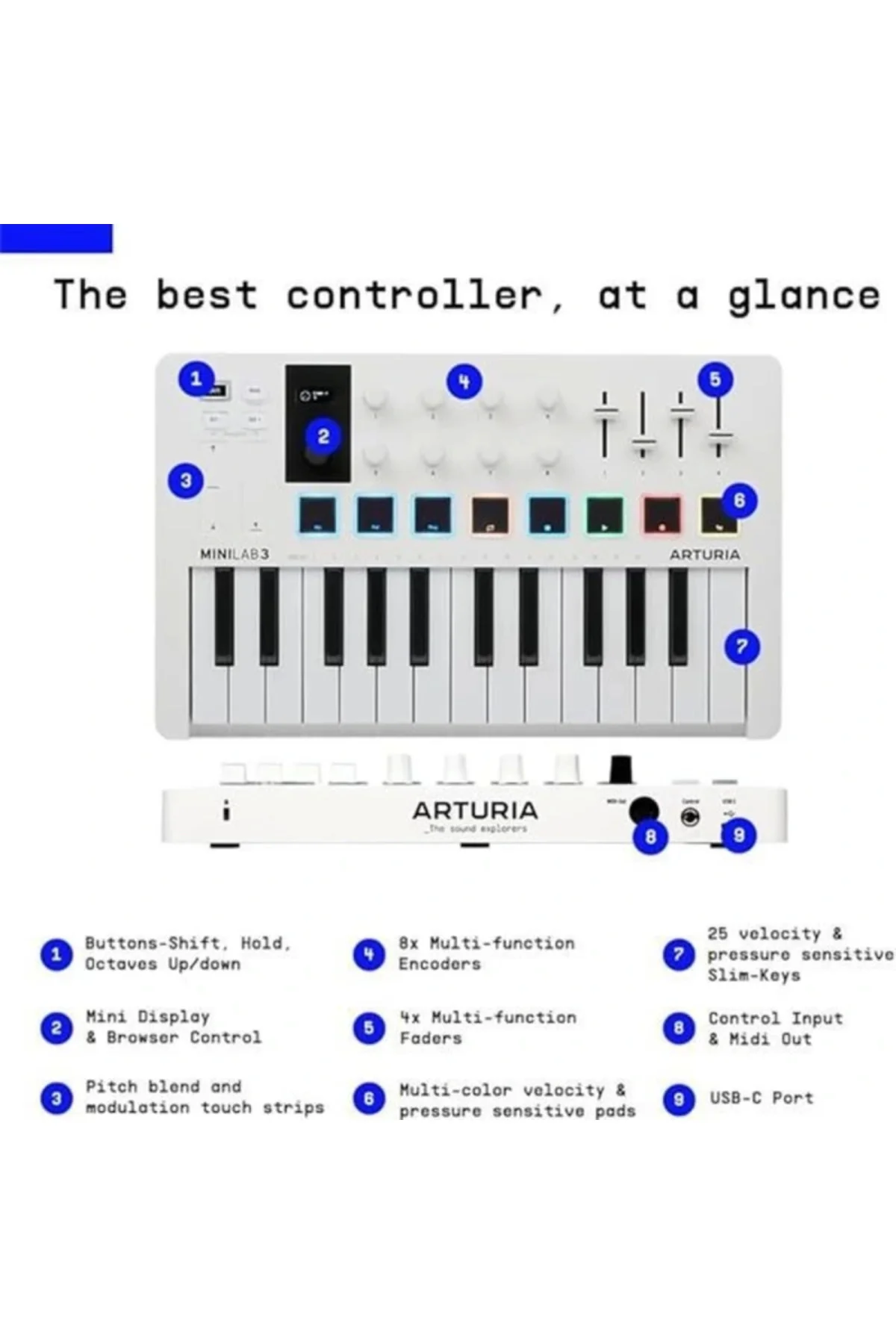 MiniLab 3 Müzik üretimi için evrensel MIDI kontrol cihazı, hepsi bir arada yazılım paketi