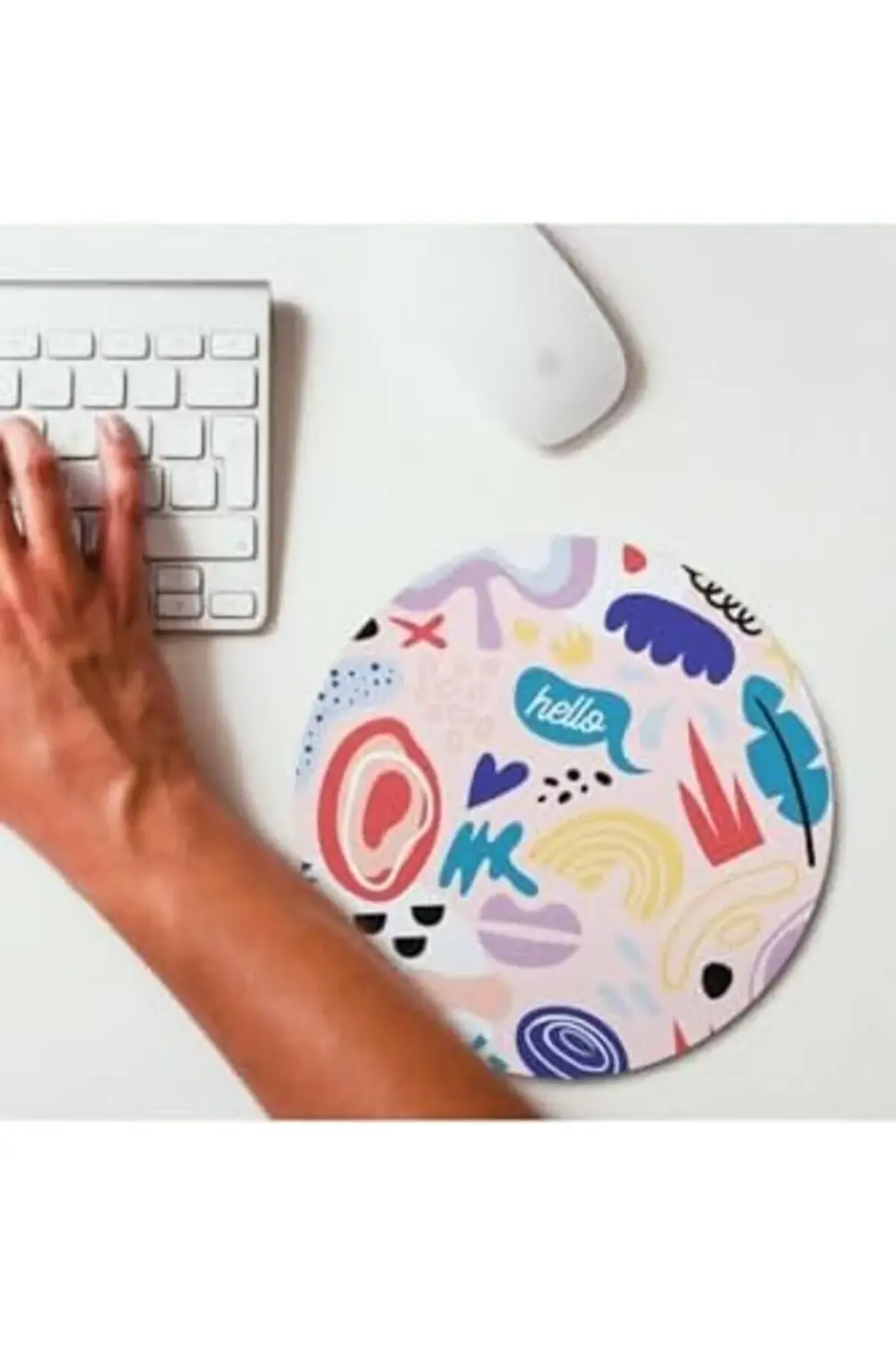 Minimal Renkli Tasarımlı Yuvarlak Mousepad - Mouse Pad - Fare Alt