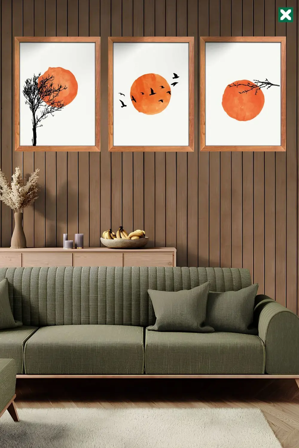 Minimalist Bohemian Duvar Sanatı 3'lü Set, Çerçeve Görünümlü Mode