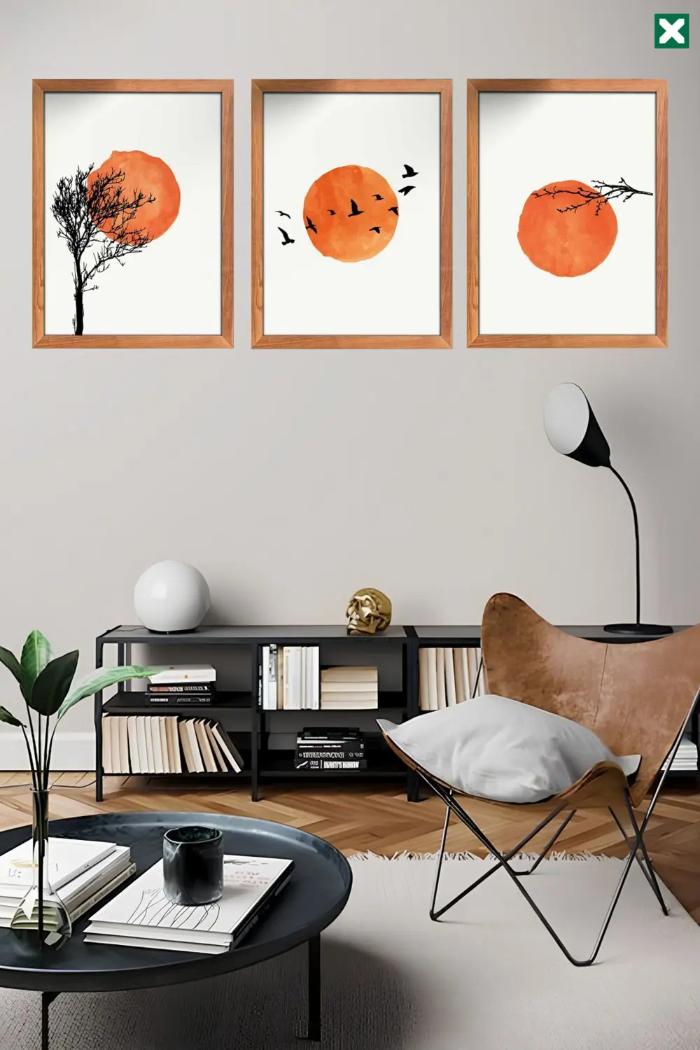 Minimalist Bohemian Duvar Sanatı 3'lü Set, Çerçeve Görünümlü Mode