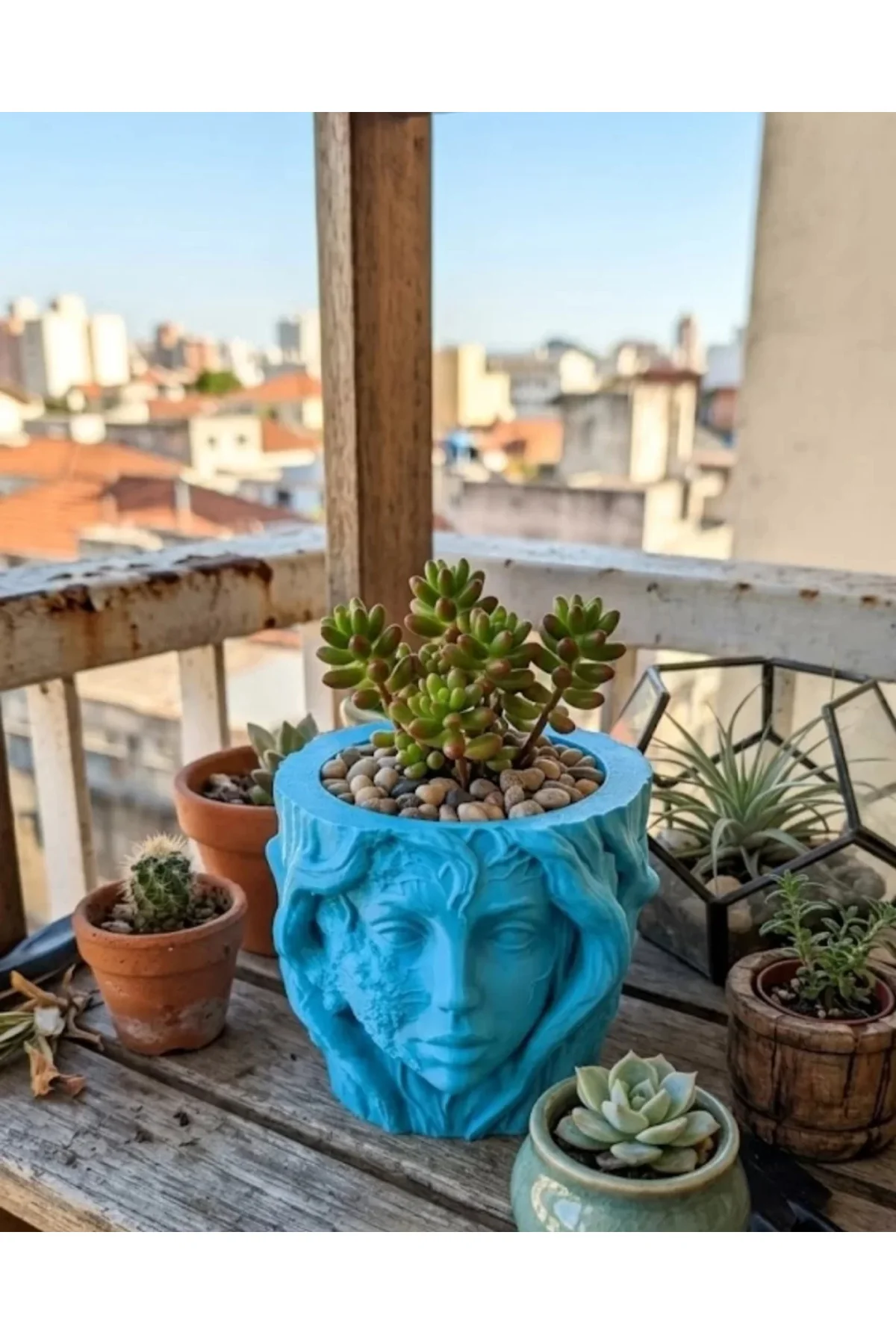 Minimalist Kadın Yüzü Heykel Tasarımlı 3d Dekoratif Saksı Vazo