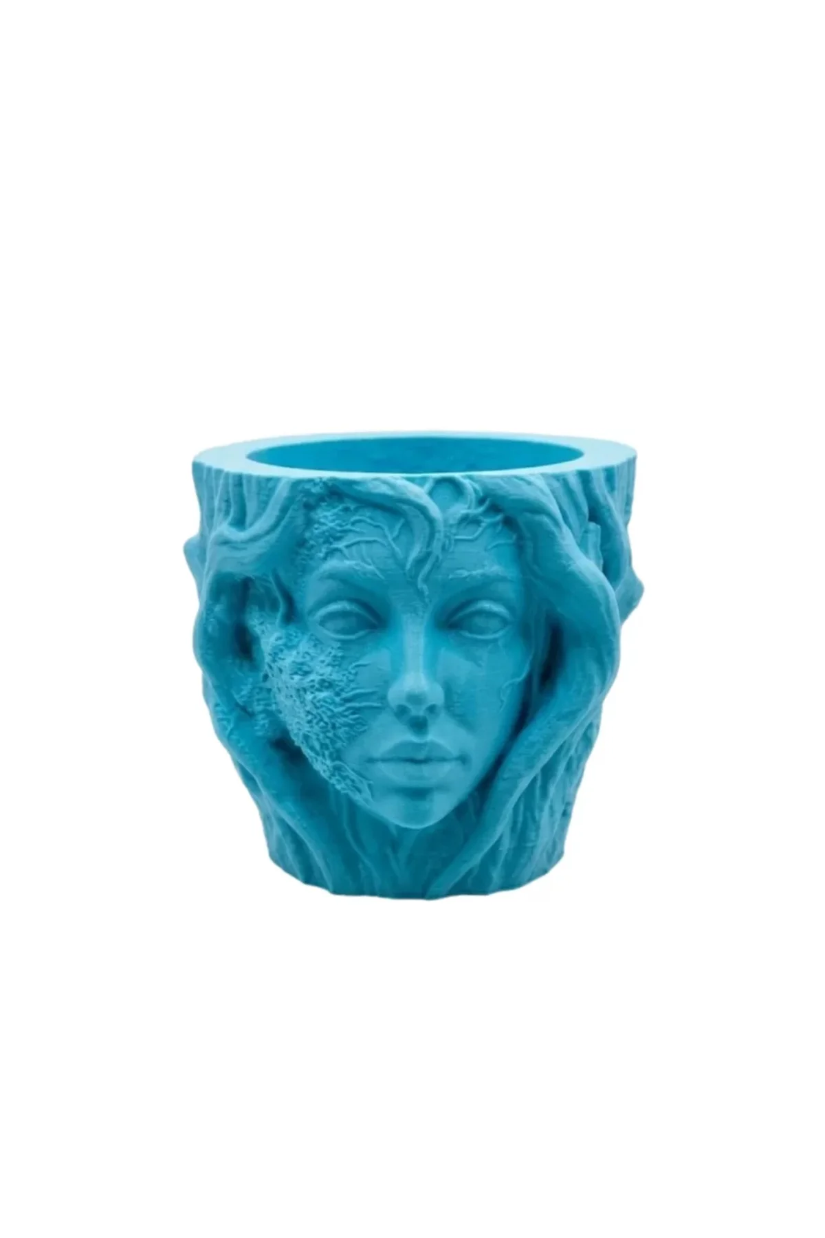 Minimalist Kadın Yüzü Heykel Tasarımlı 3d Dekoratif Saksı Vazo