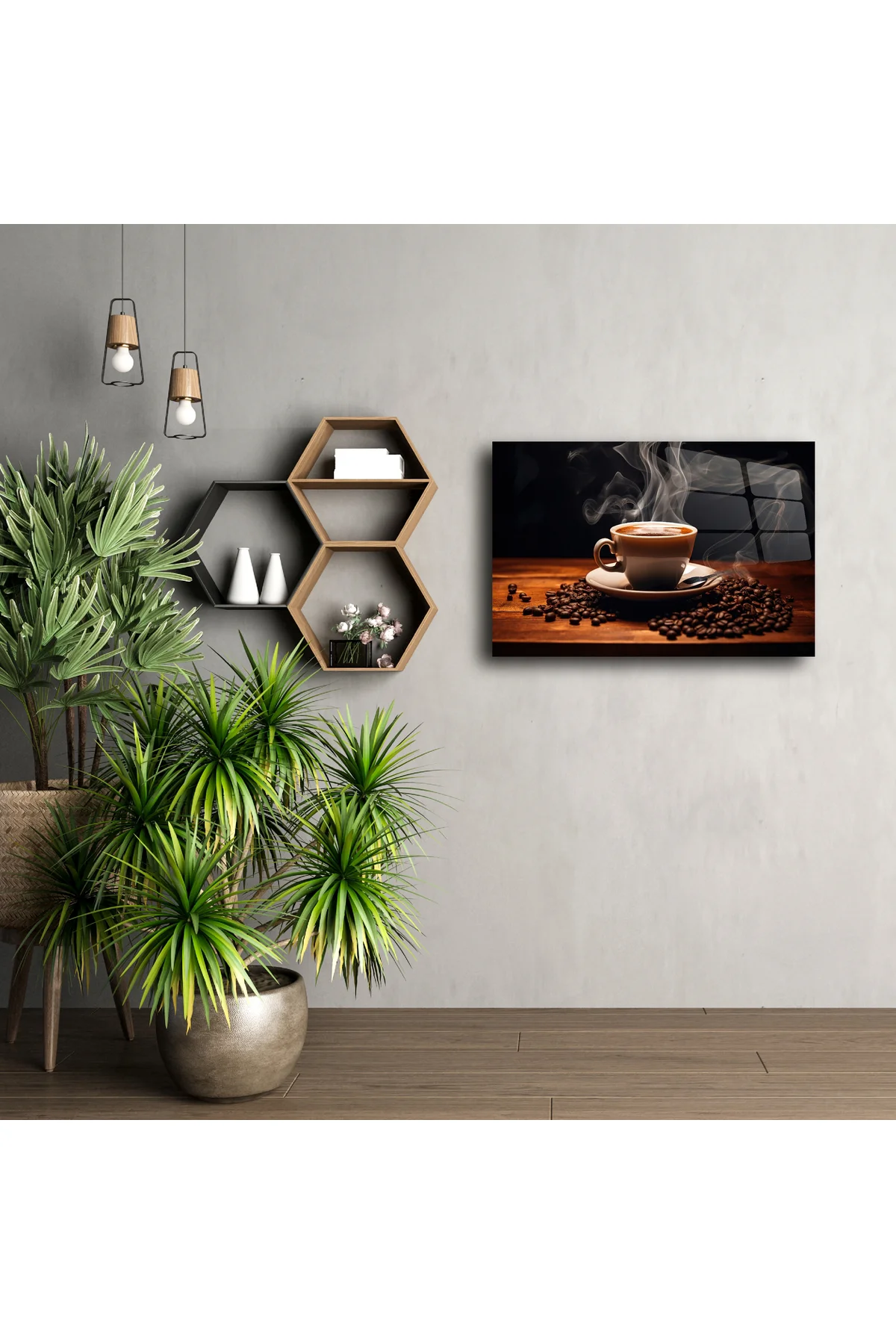Minimalist Kahve Temalı Cam Duvar Tablosu Minimalist Kahve Temalı Cam Duvar Tablosu