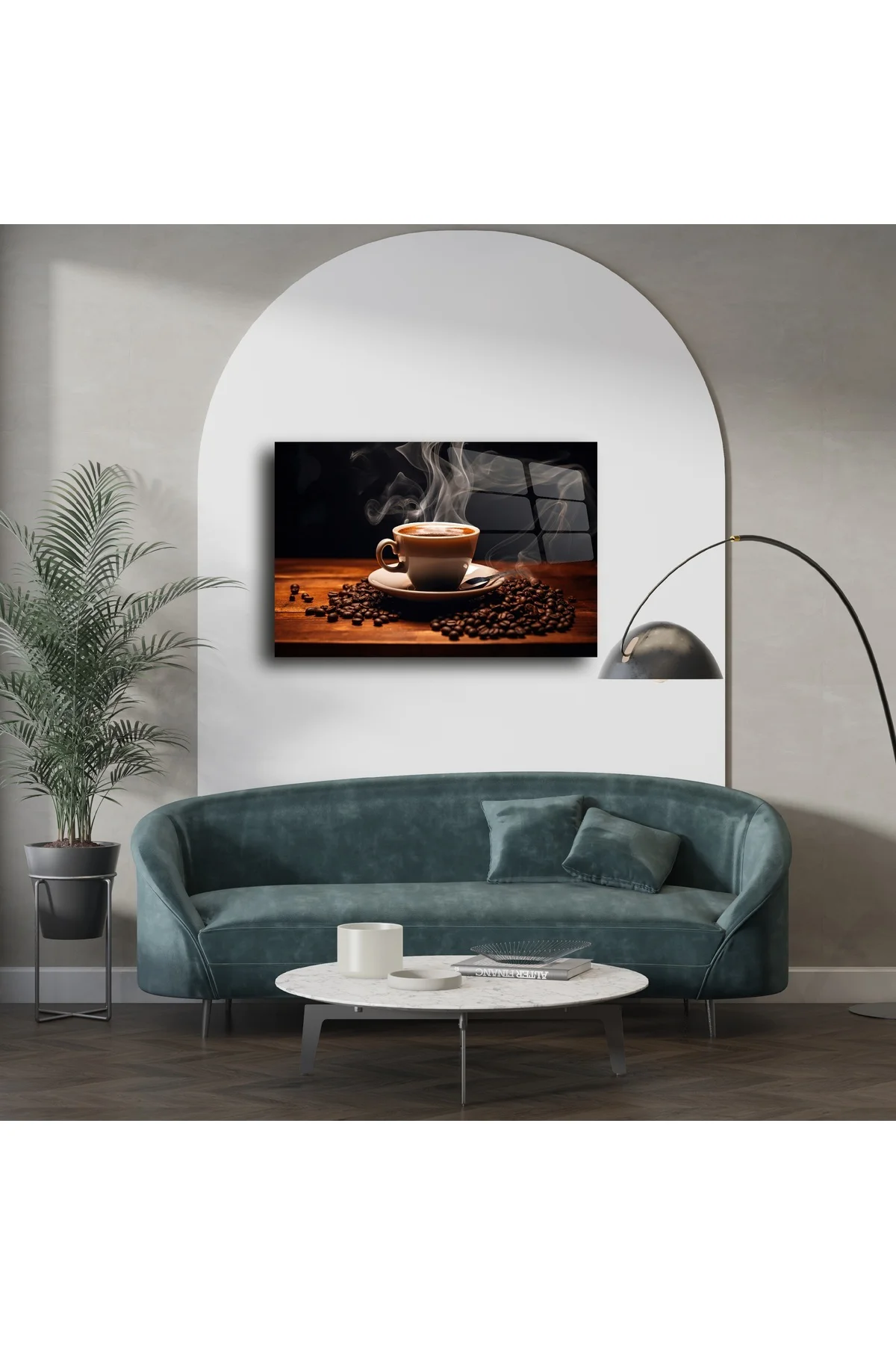 Minimalist Kahve Temalı Cam Duvar Tablosu Minimalist Kahve Temalı Cam Duvar Tablosu